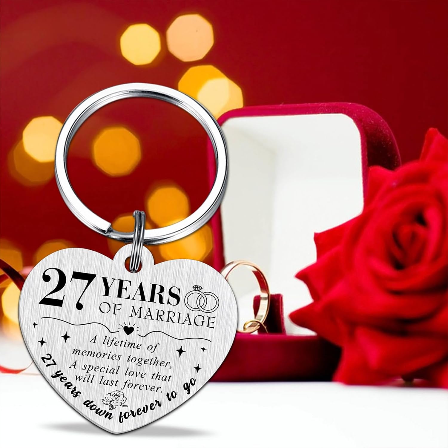 Thumbnail 4 de Tangvo Wedding Anniversary Keychain for Women and Men — Double-Sided Engraved Heart