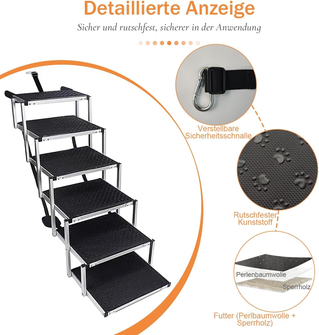 Thumbnail 6 de Hundetreppe Auto 6 Stufen – Klappbar, Aluminium, bis 70 kg, 80 cm Hoch