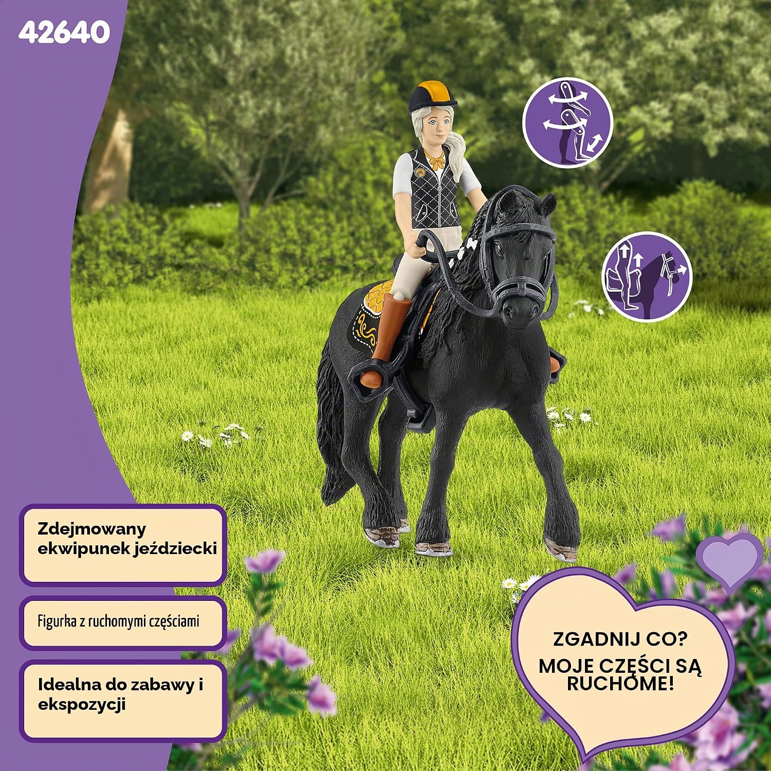 Detalle 1 de Schleich 42640 HORSE CLUB Tori i Princess – zestaw jeździecki z ruchomą figurką
