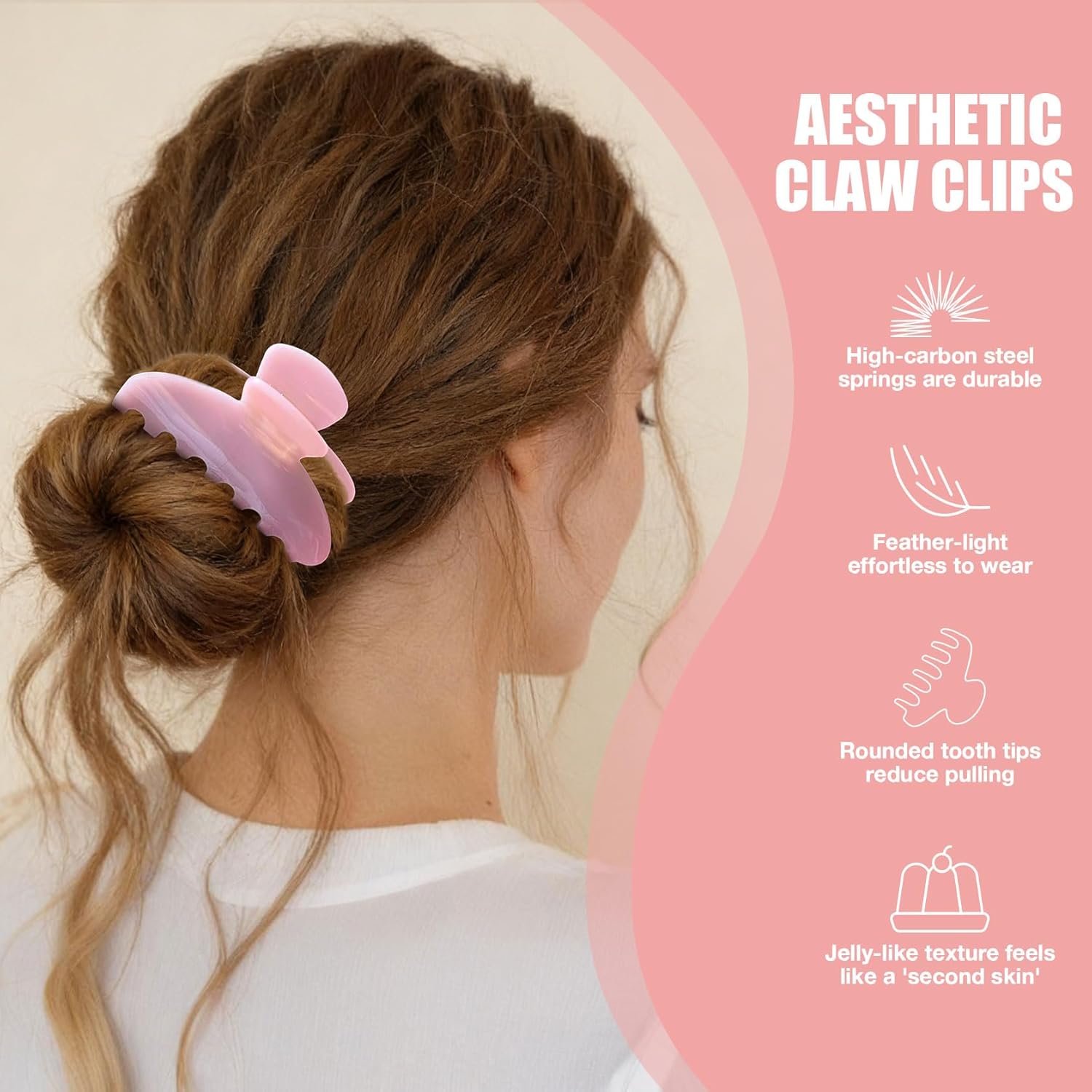 Thumbnail 3 de Dwenarry Groß Haarspange aus Acetat, rosa – rutschfest, 10 cm Zinken, für dickes & dünnes Haar