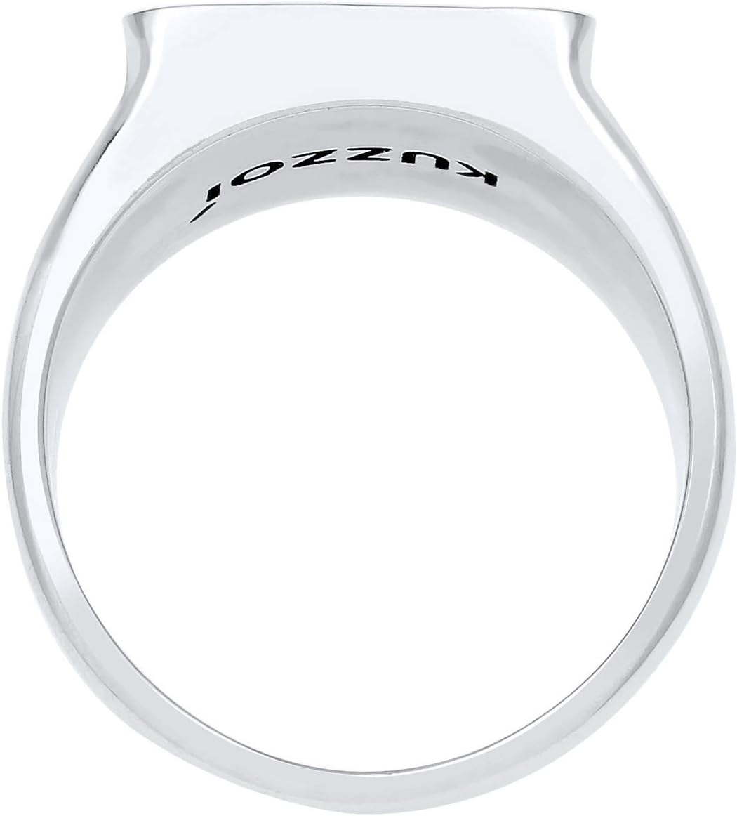 Detalle de Kuzzoi Siegelring für Herren – massiv, 14 mm breit aus 925 Sterling Silber, schwarz oxidiert mit Ankersymbol (Ringgröße 60–66)