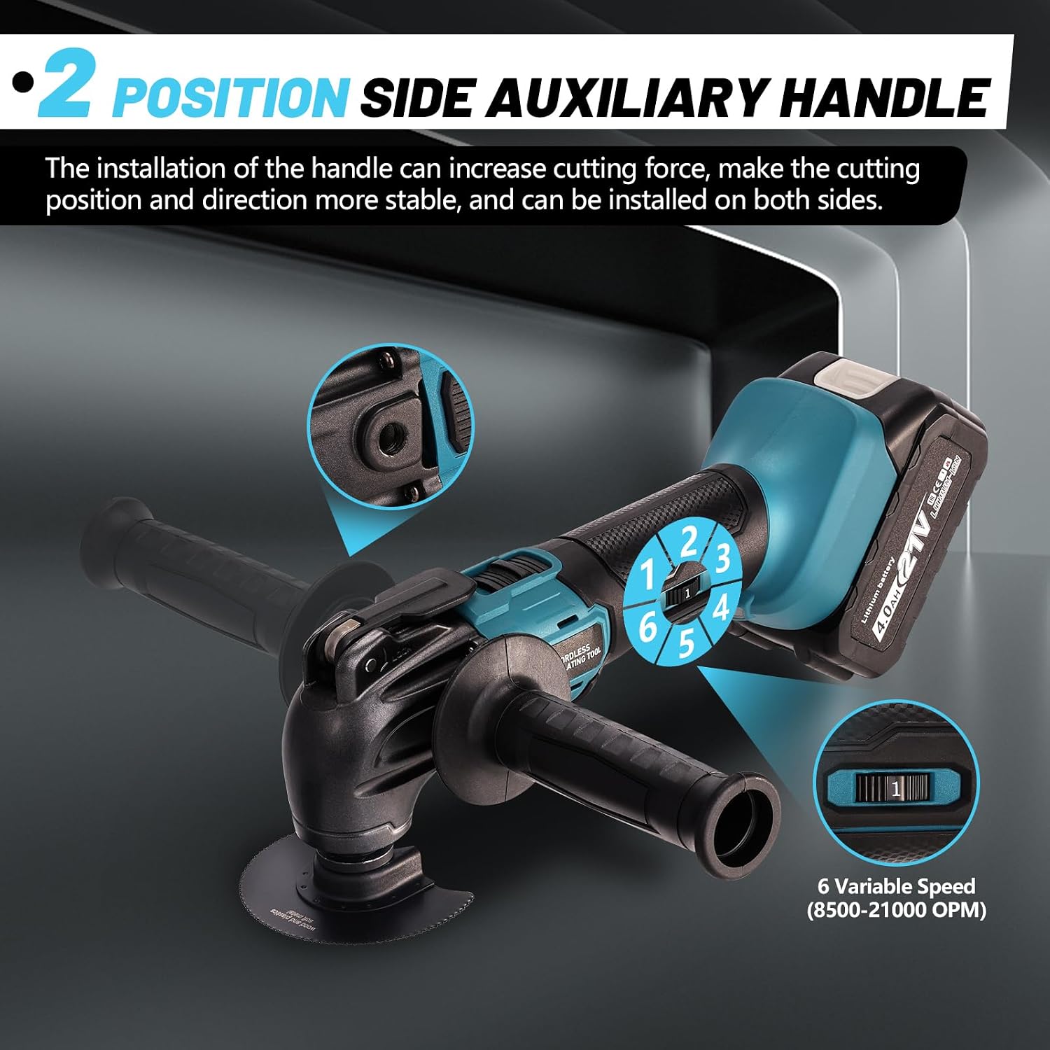 Detalle de YEARTOP Multitool Akku mit 2x 4,0 Ah