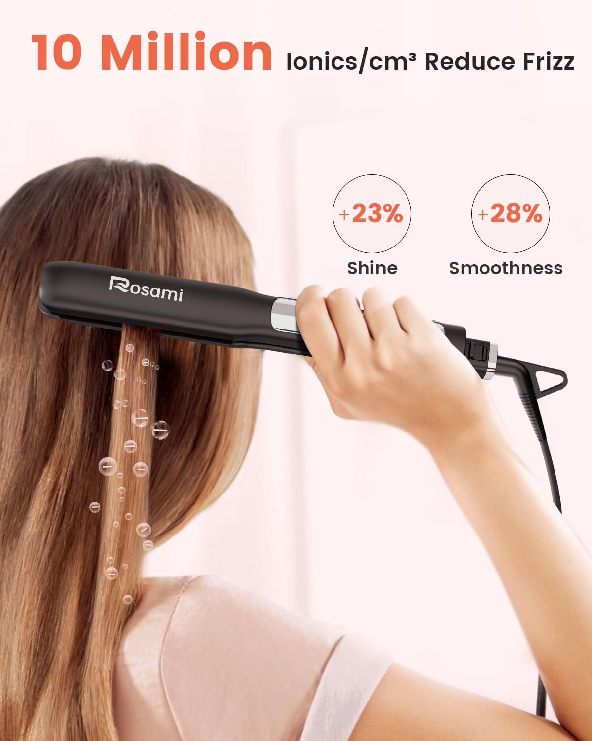 Detalle de Rosami Piastra per Capelli 2 in 1 in Titanio – Styling preciso, riscaldamento rapido e ionico