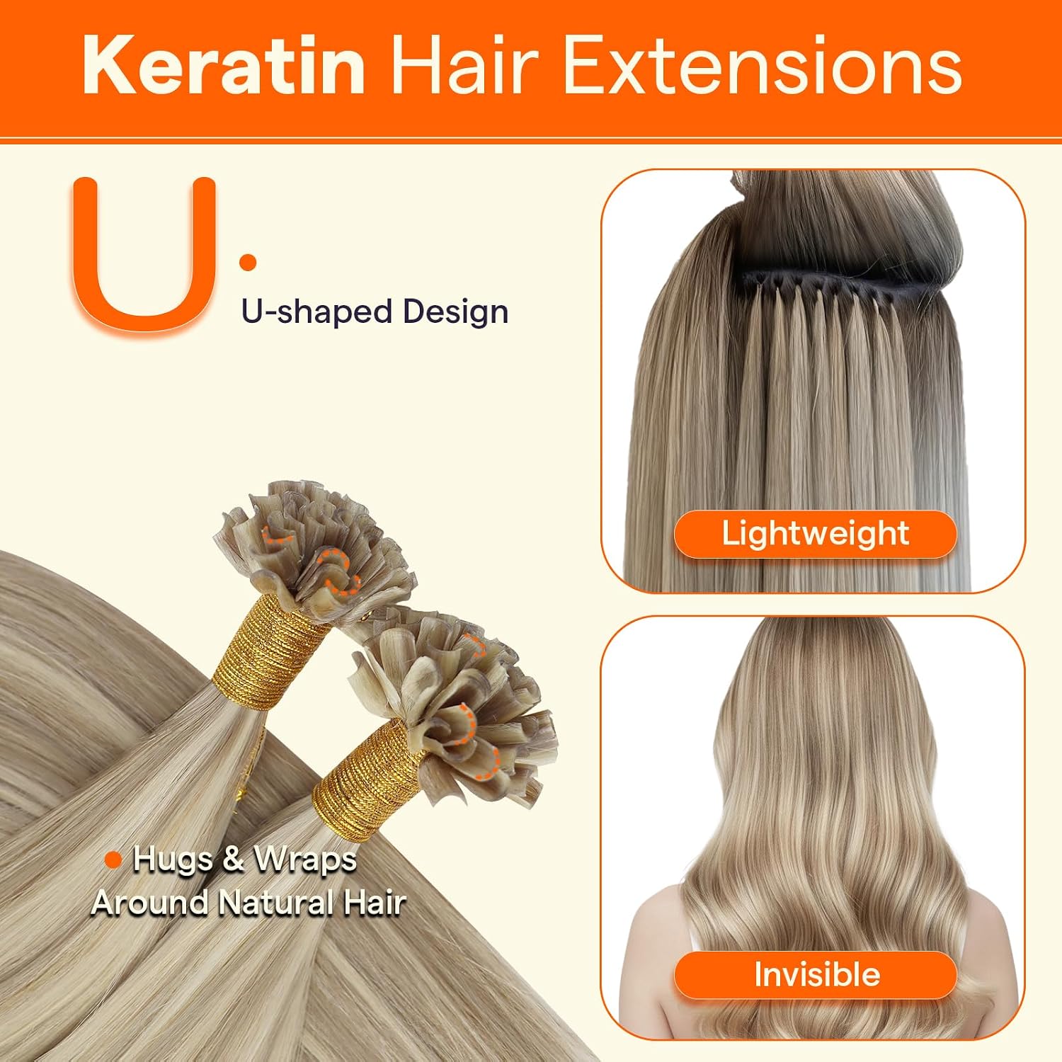Detalle de Full Shine U Tip 14 Inch Keratin Extensions 40g ๐โ
