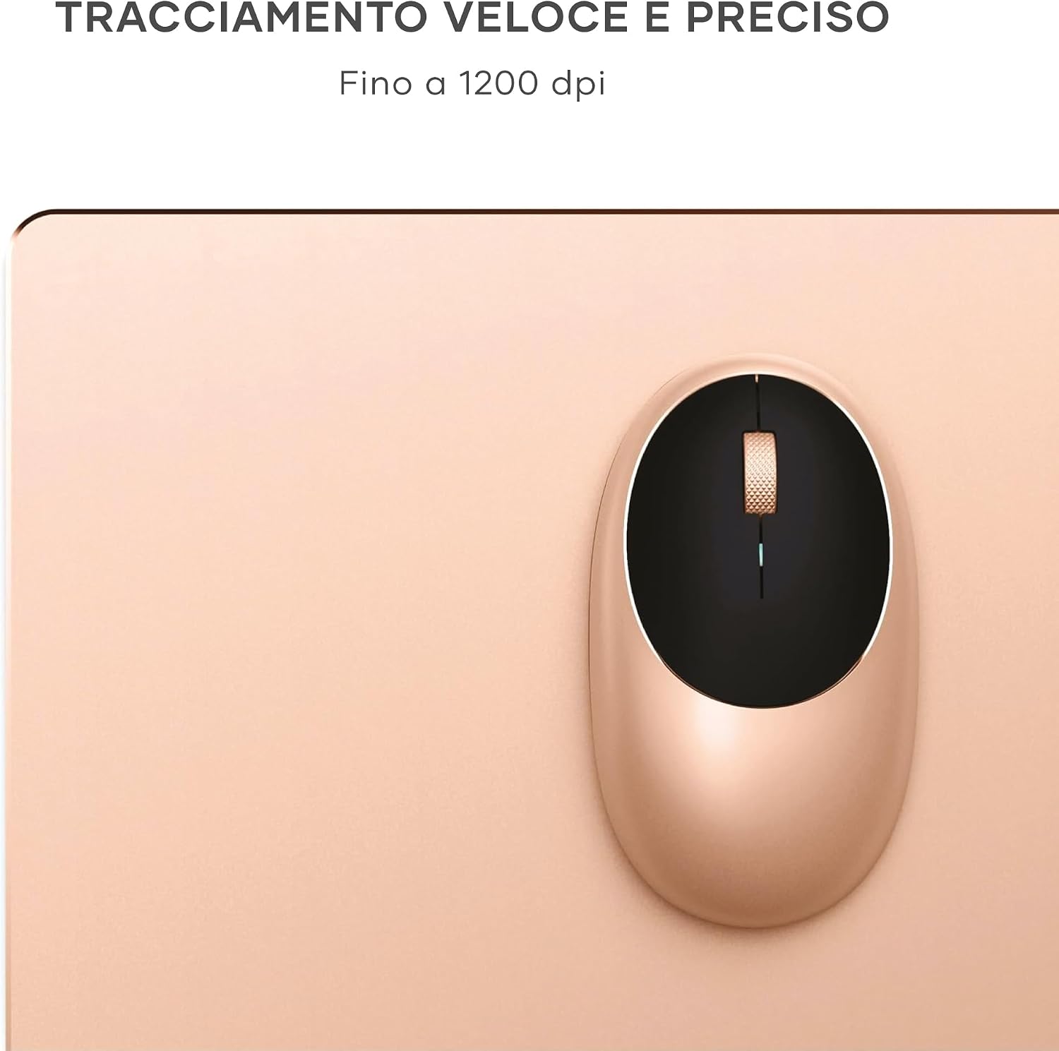 Detalle de Satechi Mouse Wireless M1 in alluminio ricaricabile USB-C, Bluetooth 4.2, 1200 DPI (oro) per MacBook, laptop e iPad