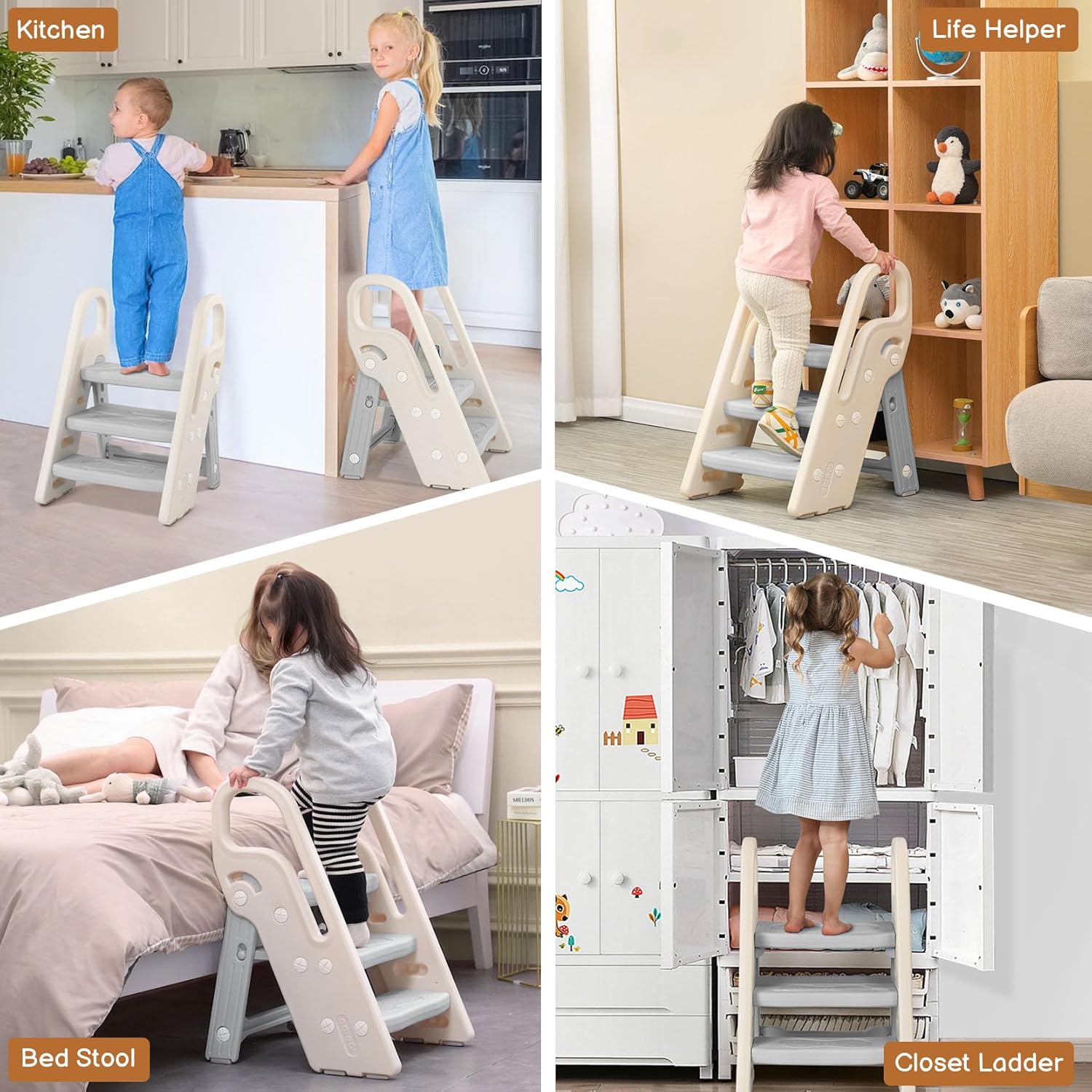 Detalle 1 de Onasti Foldable Step Stool, 3-Step Safety