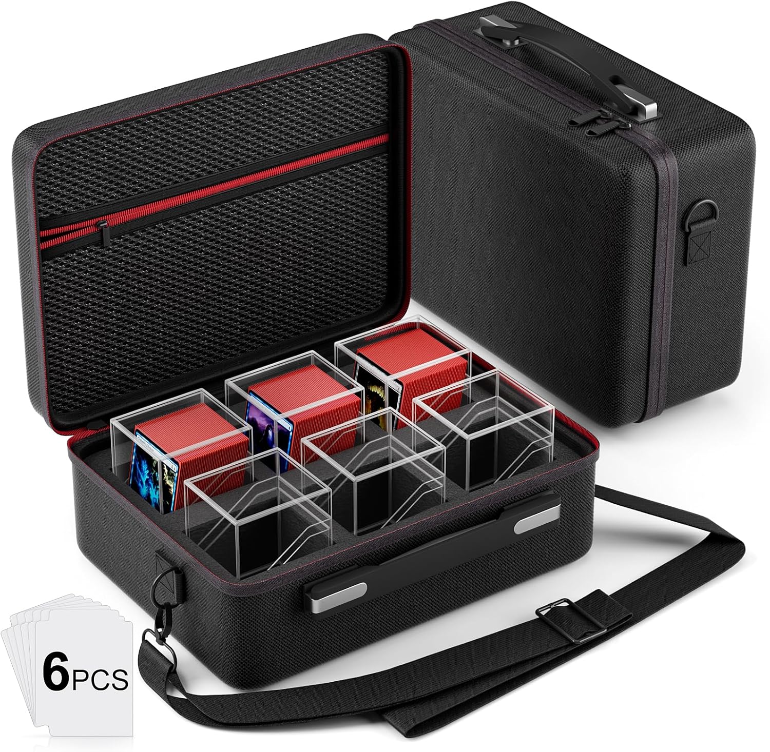 Imagen de Proijeut Card Deck Box with Portable Case: 6-Pack Clear Acrylic Organizer for 600+ Double-Sleeved Cards en OfertitasTOP