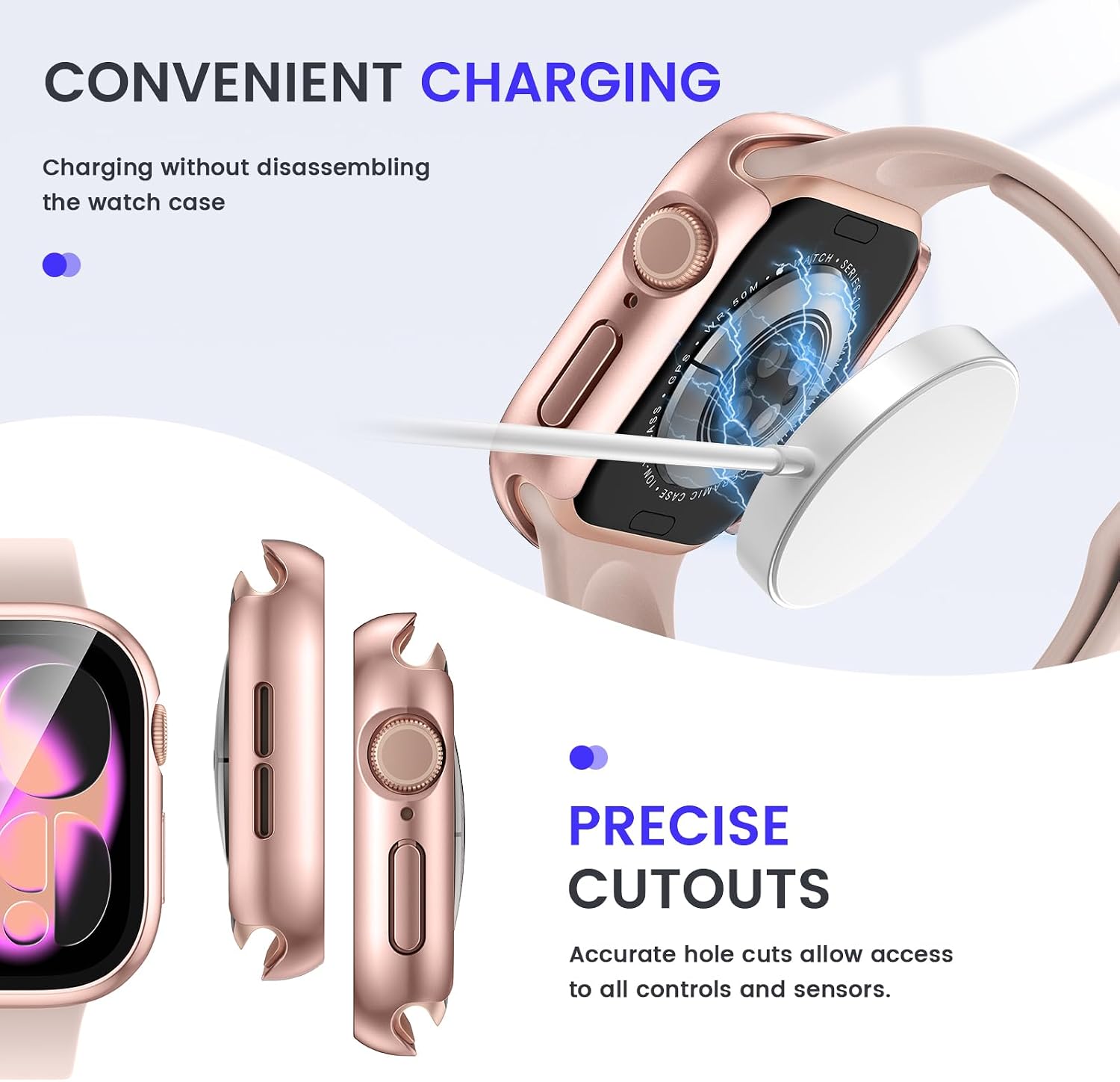 Detalle 2 de Kamita Waterproof Case for Apple Watch 42mm (Series 11/10) with Built-in Tempered Glass Screen Protector