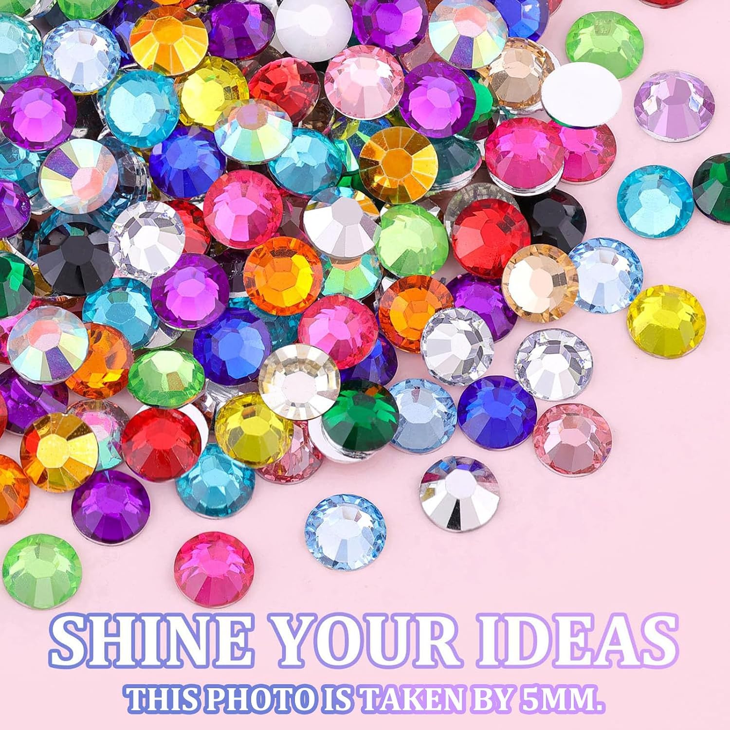 Detalle de ToppTooo 8400 PCS Bedazzling Kit – 24 Colours, 5mm SS20 Flat Back Rhinestones