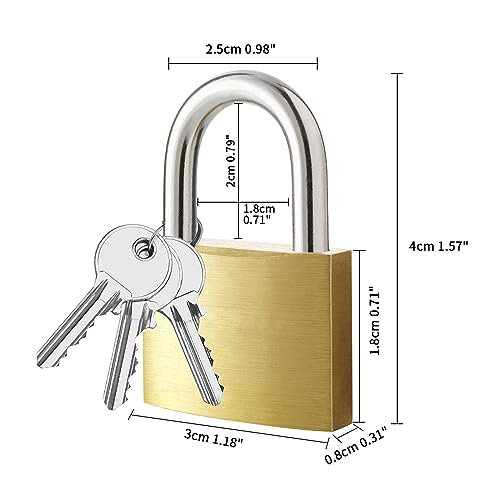 Detalle de Cieex Lot de 4 Cadenas Clé en Laiton – Petit format pour casiers et bagages