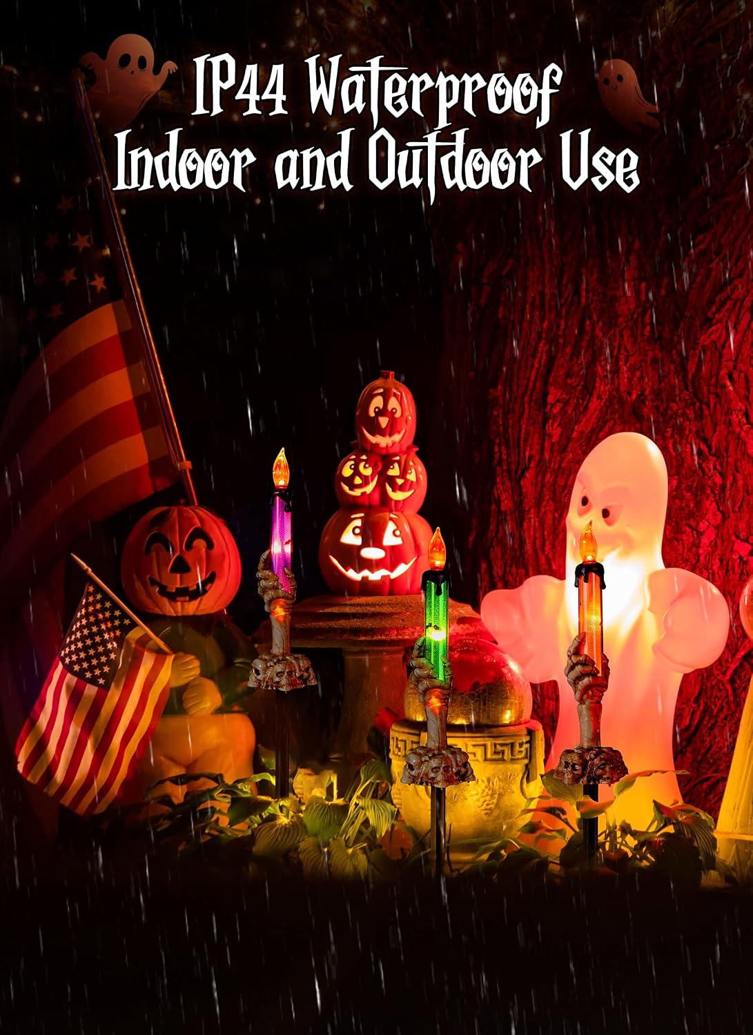 Detalle de Brightown Halloween Skeleton Hand Candle Lights, 6-Pack with Timer
