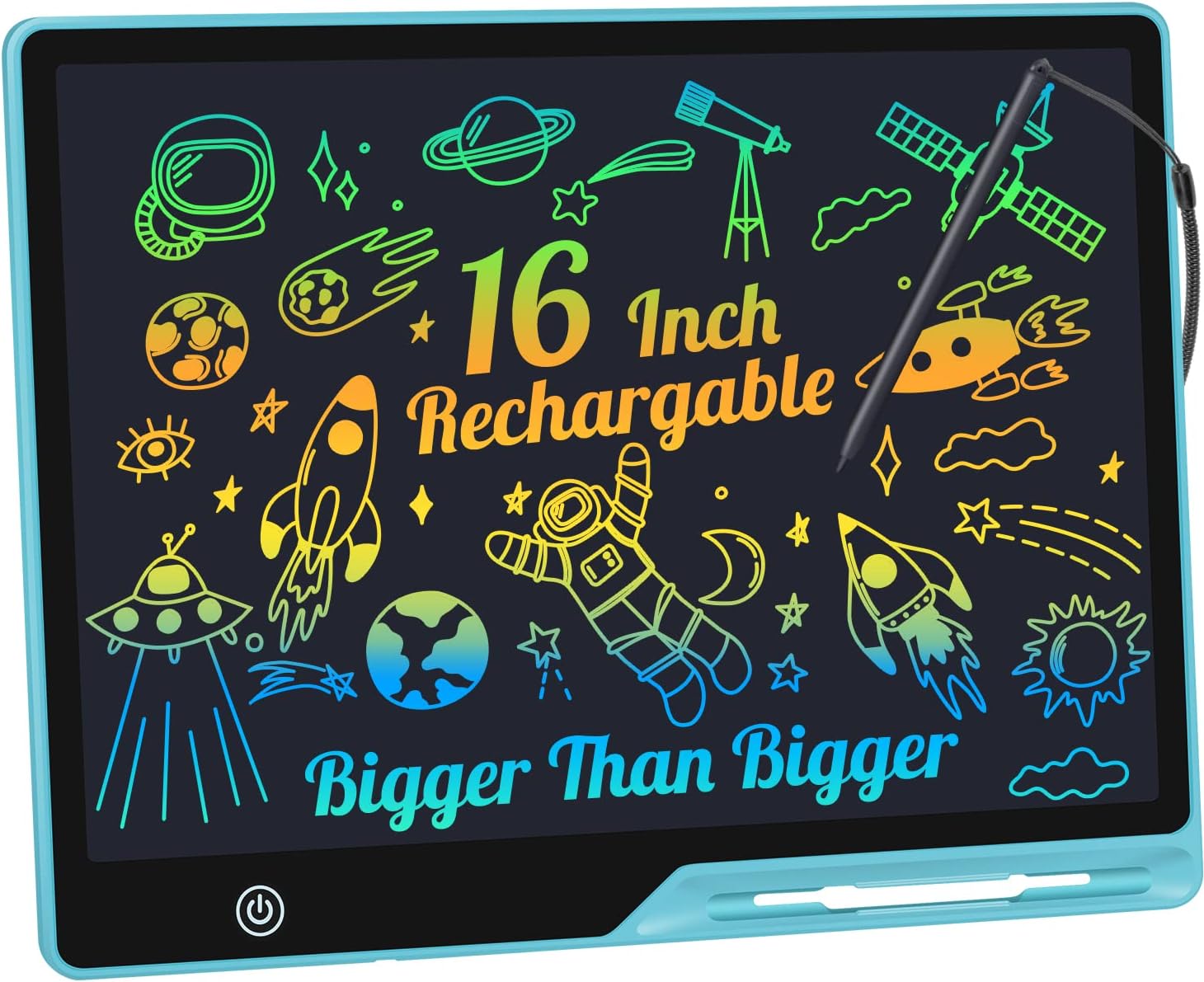 Detalle de LCD-Schreibtafel Kinder 16 Zoll Wiederaufladbar – Maltafel, robustes Zeichentablet für 3–7 Jahre