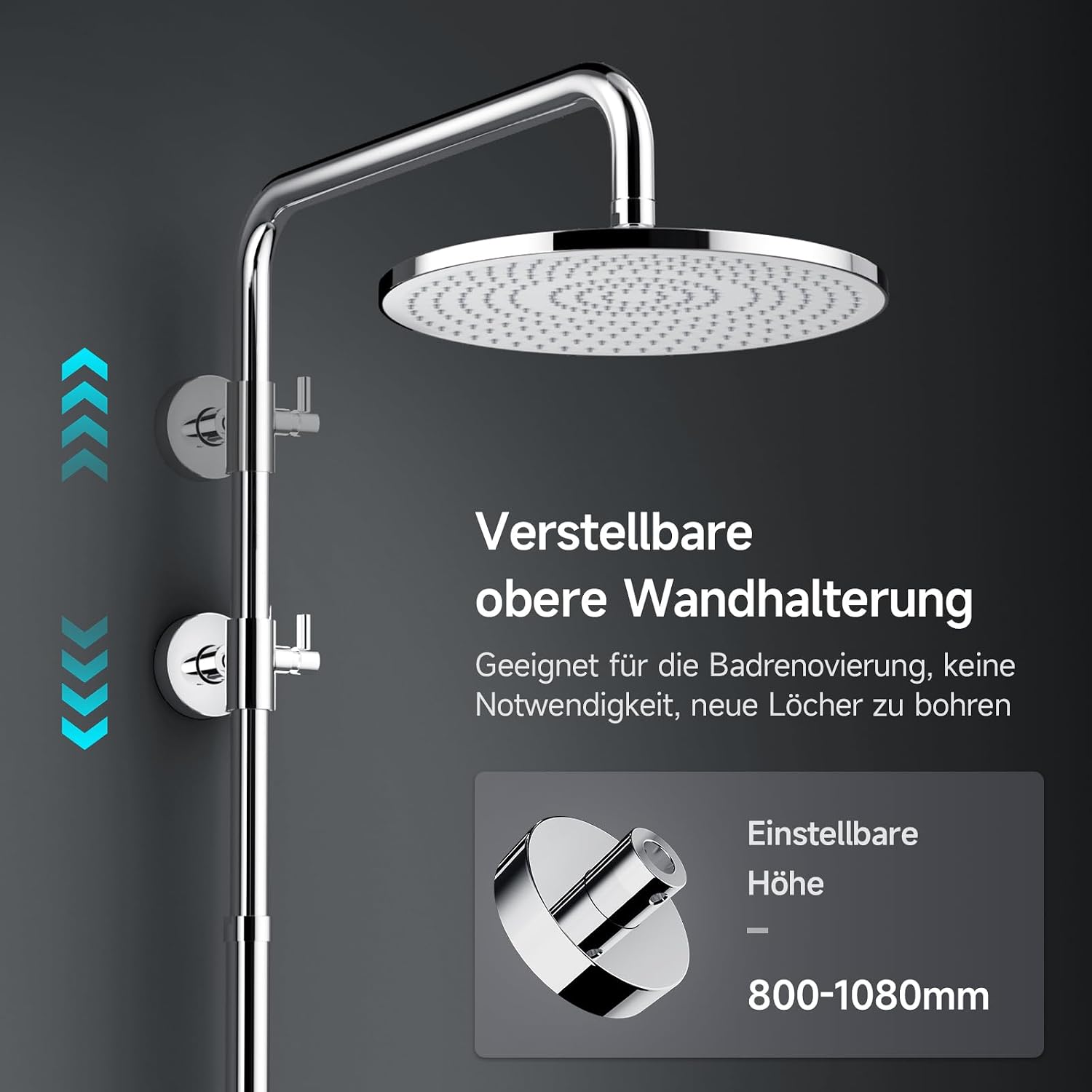 Detalle 2 de Rainsworth Regendusche 25 cm Chrome Duschset