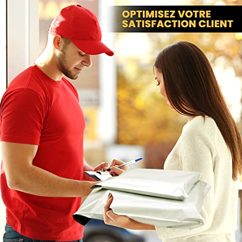 Detalle de UGIX Enveloppe Plastique Expedition — Lot de 100 enveloppes auto-adhésives, 4 tailles, blanc