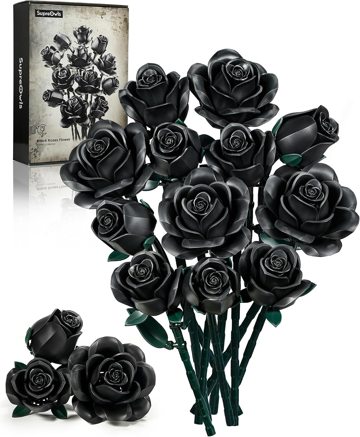Detalle de iATOM Black Rose Bouquet 12Pc 🌹