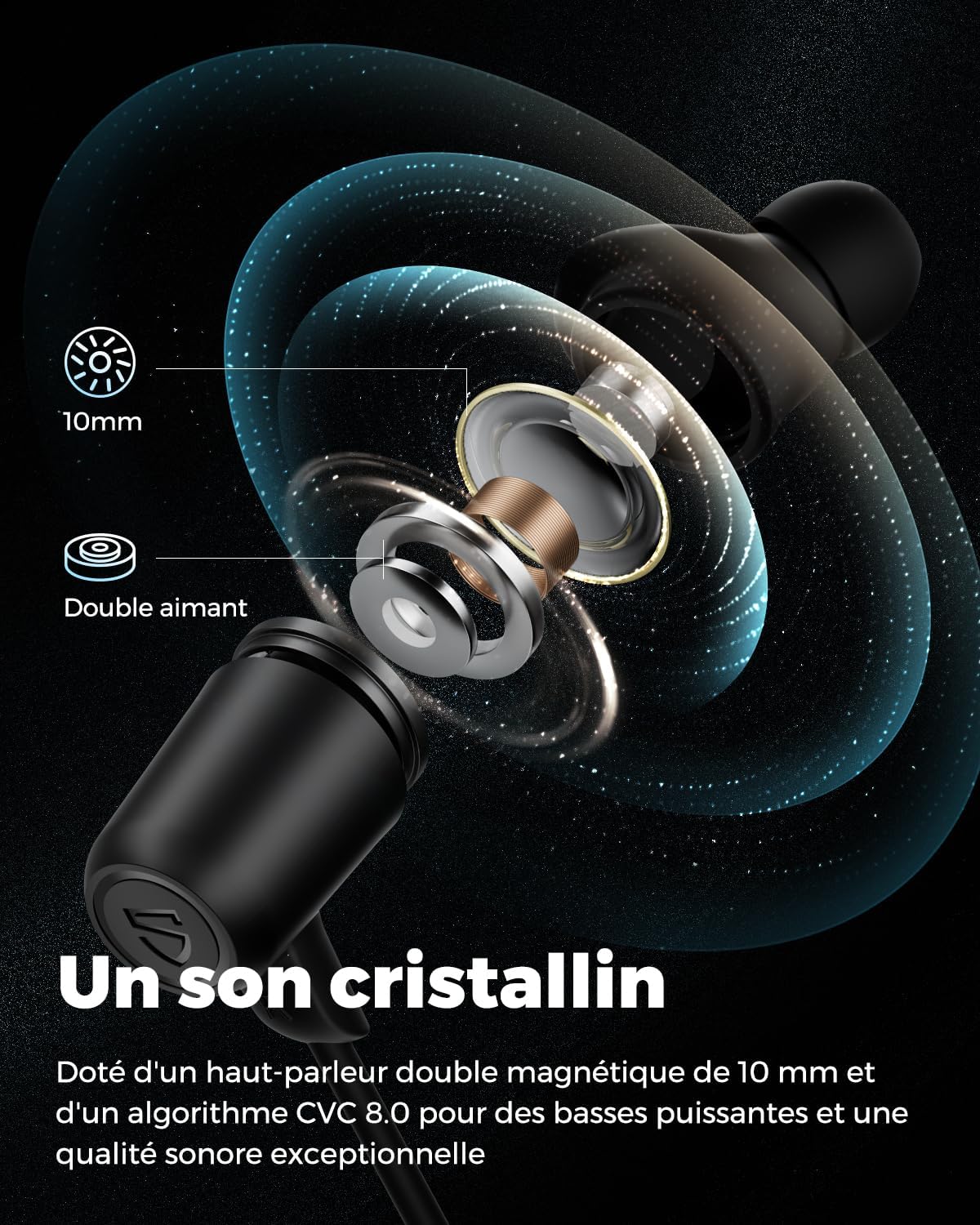 Thumbnail 3 de SoundPEATS Q35 HD+ : casque tour de cou Bluetooth 5.2 sport, IPX5 et autonomie annoncée jusqu’à 17 h