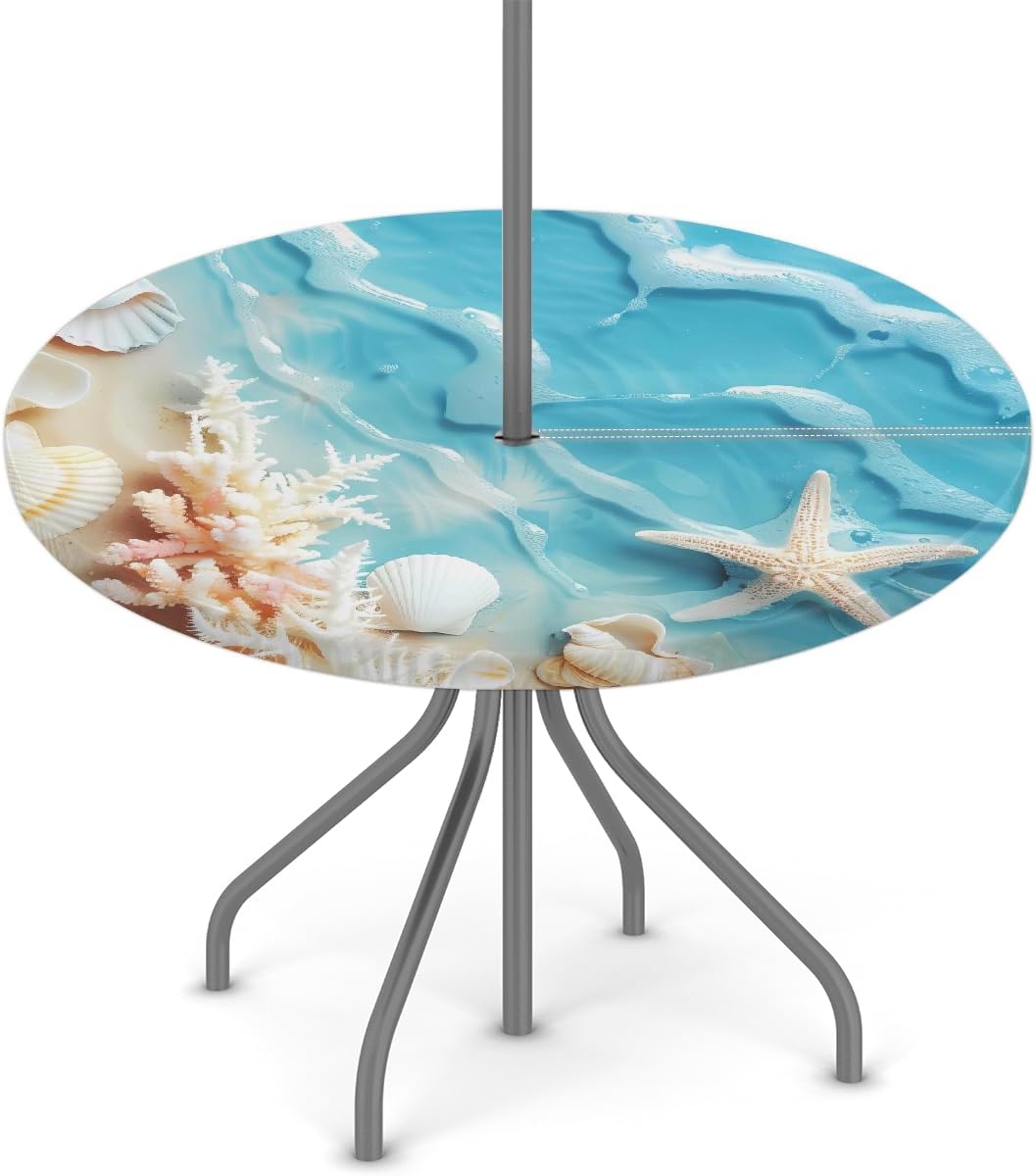 Detalle de YPPAHHHH Round Outdoor Tablecloth, 45–56-Inch Fit