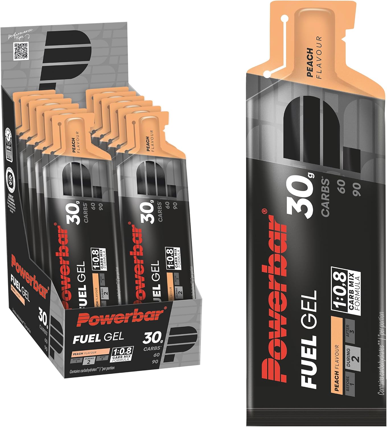 Detalle de Powerbar Black Line Fuel 30 Gel Peach – 12x50ml