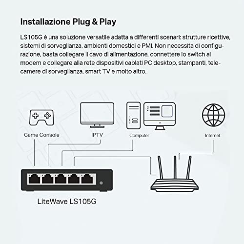 Detalle de TP-Link LS105G: Switch 5 Porte Gigabit con Custodia in Metallo, Desktop