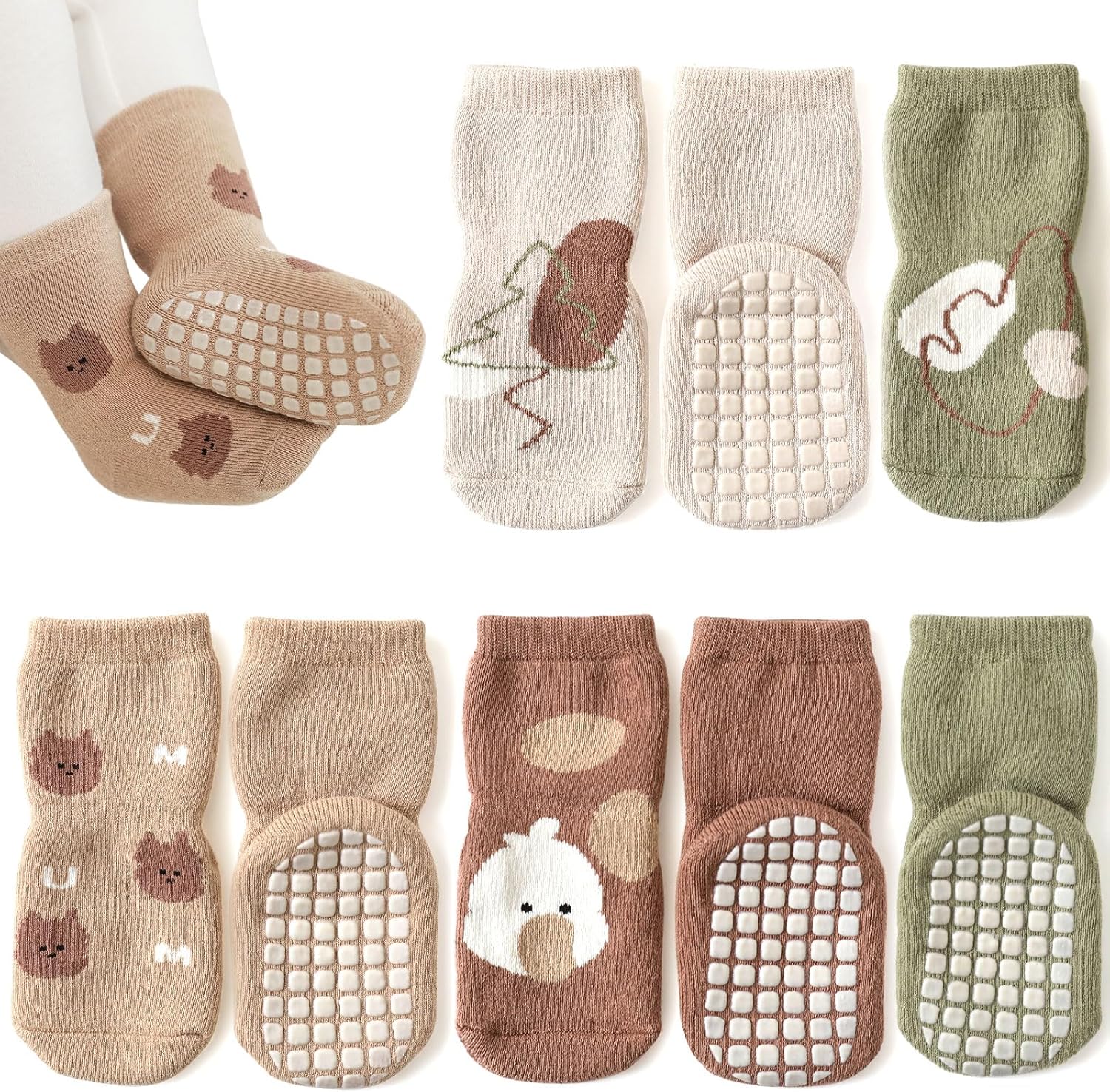 Thumbnail 6 de Bigqin 4 Pairs Baby Socks for Girls Boys – Thickened, Anti-Slip Cotton Mix