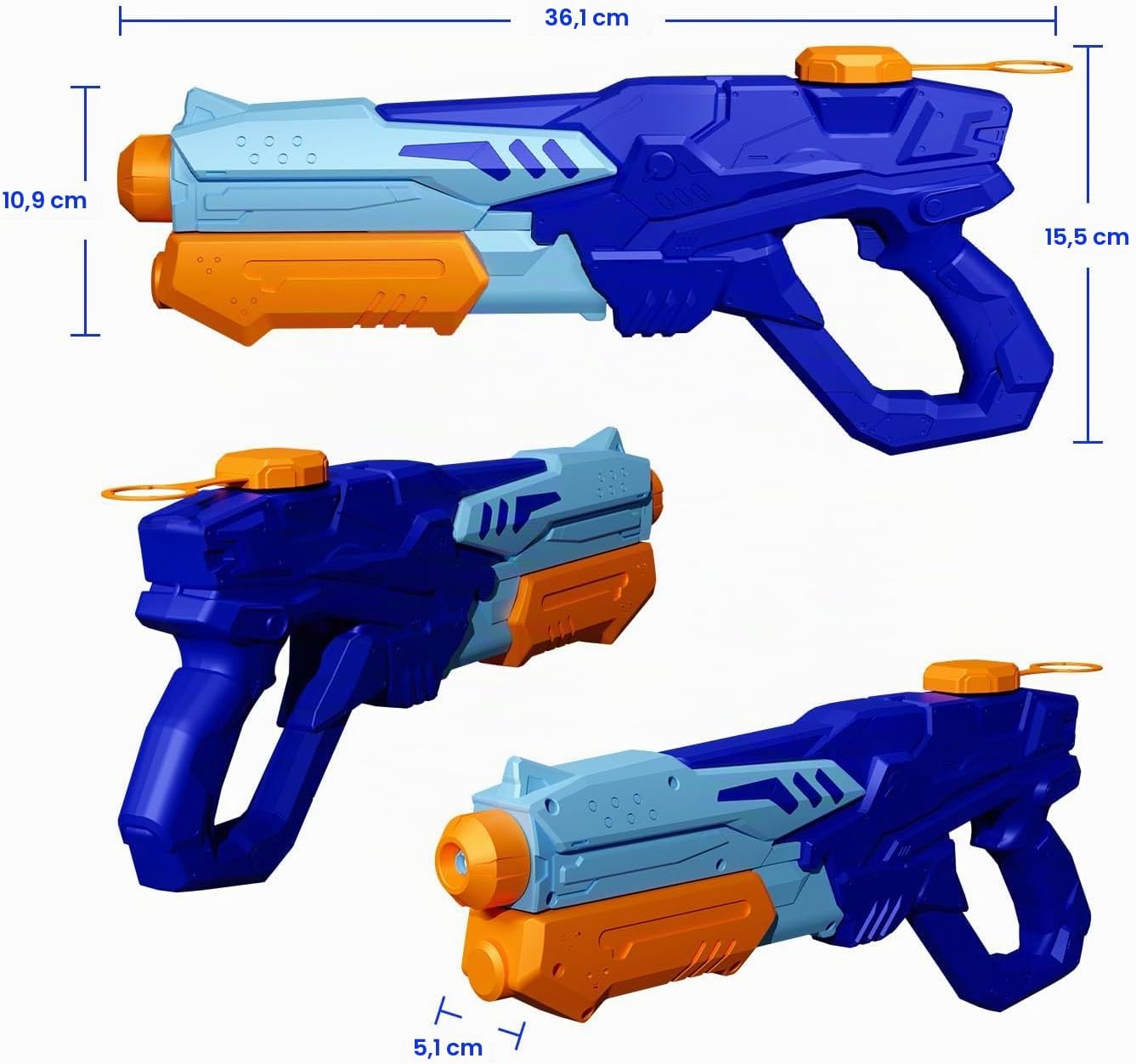 Detalle 2 de MOZOOSON Pistola de Agua para Niños: Capacidad de 620 ml y Alcance de 33 ft