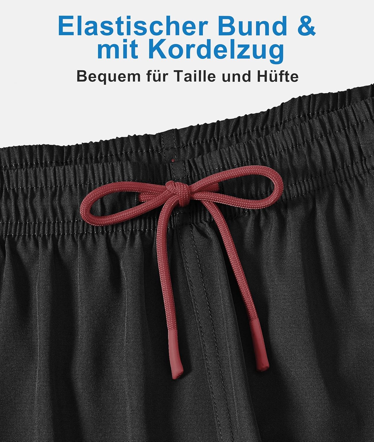 Detalle de Zoofly Badehosen Herren – Schnelltrocknende Badeshorts mit Innenfutter, UPF50+ und praktischen Taschen