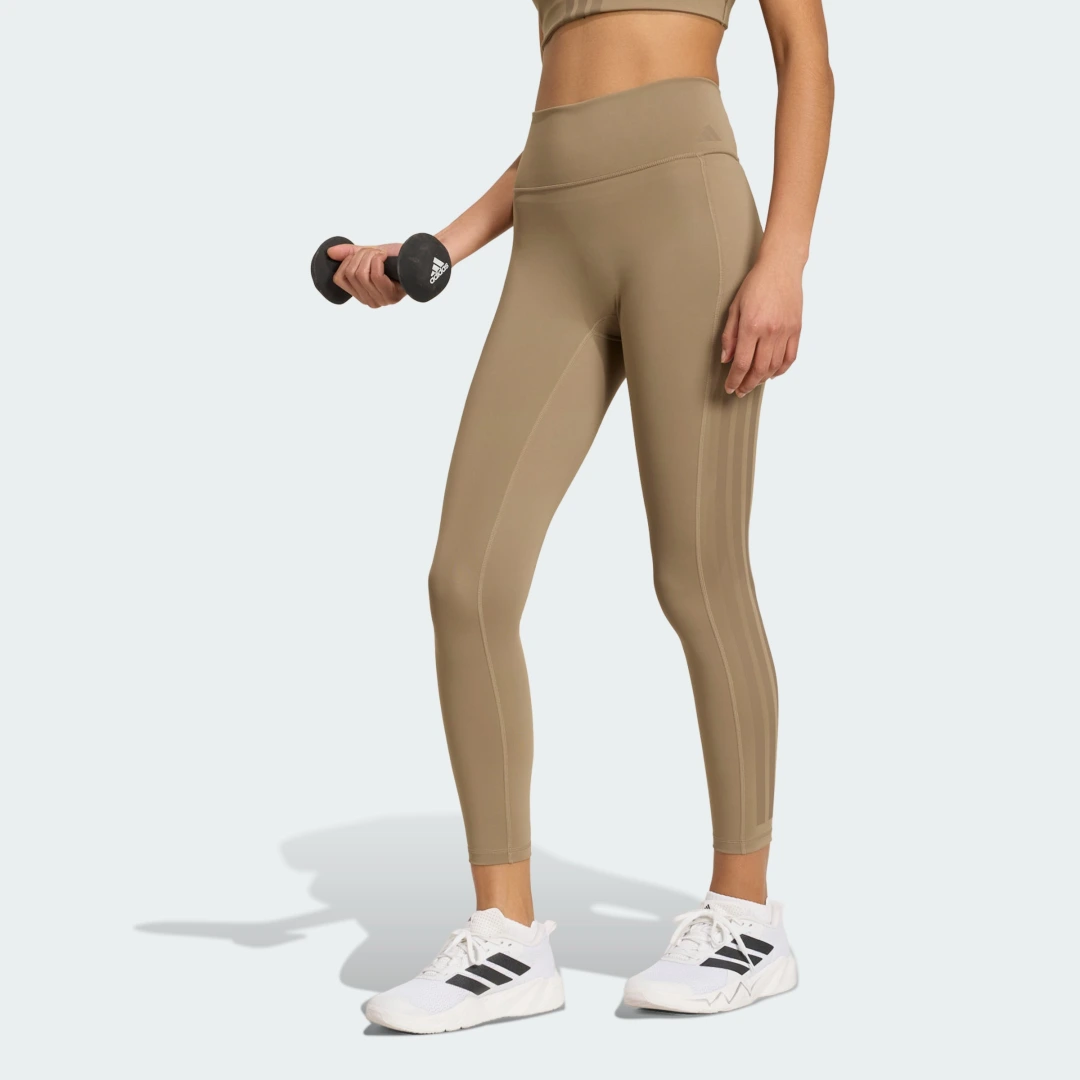 Detalle de Mallas de entrenamiento 7/8 Optime 3 Stripes (Beige) – Adidas