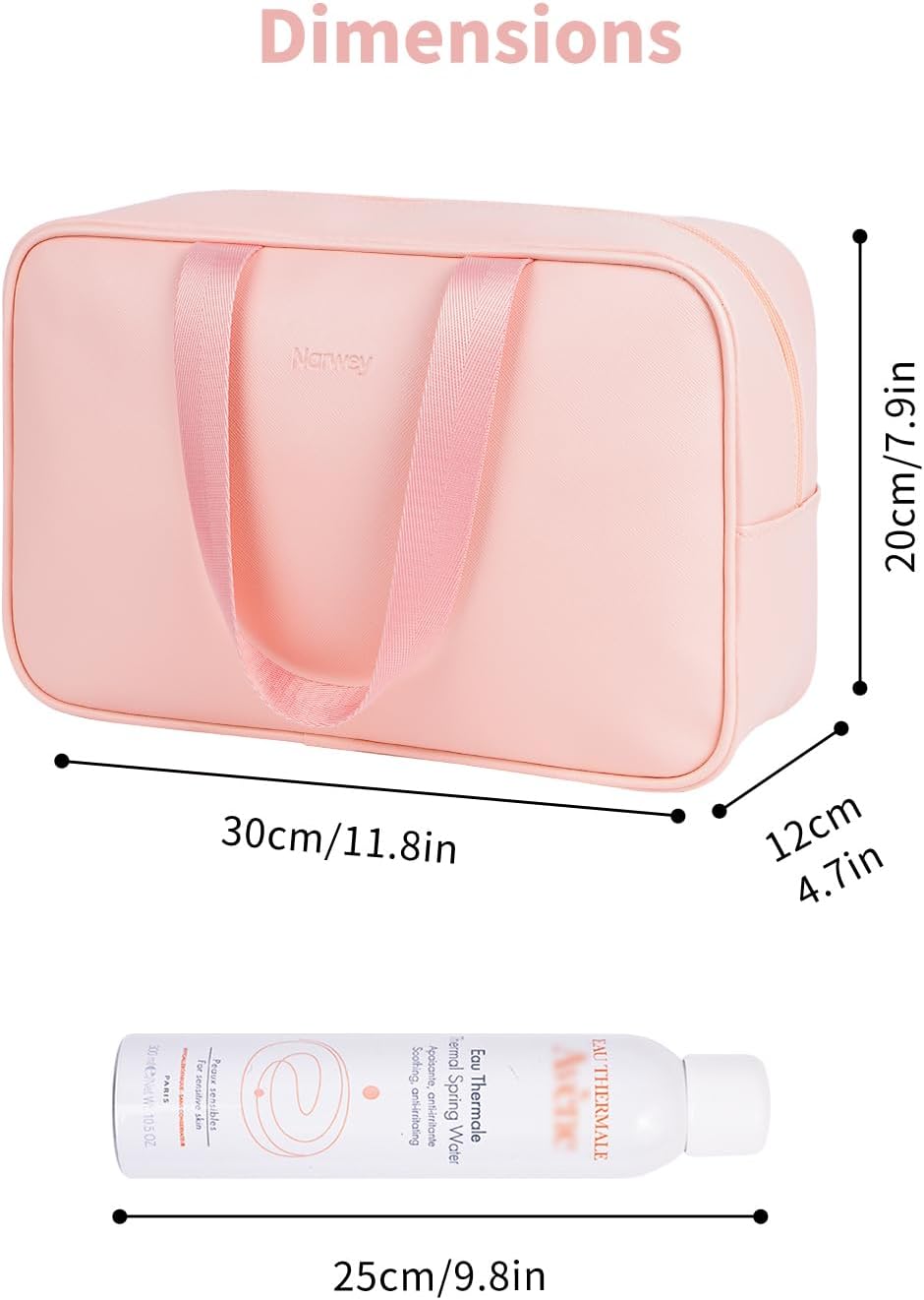 Detalle de Narwey Kulturtasche Damen Groß – großzügige Kosmetiktasche aus PU-Leder, wasserdicht, 30 x 20 x 12 cm