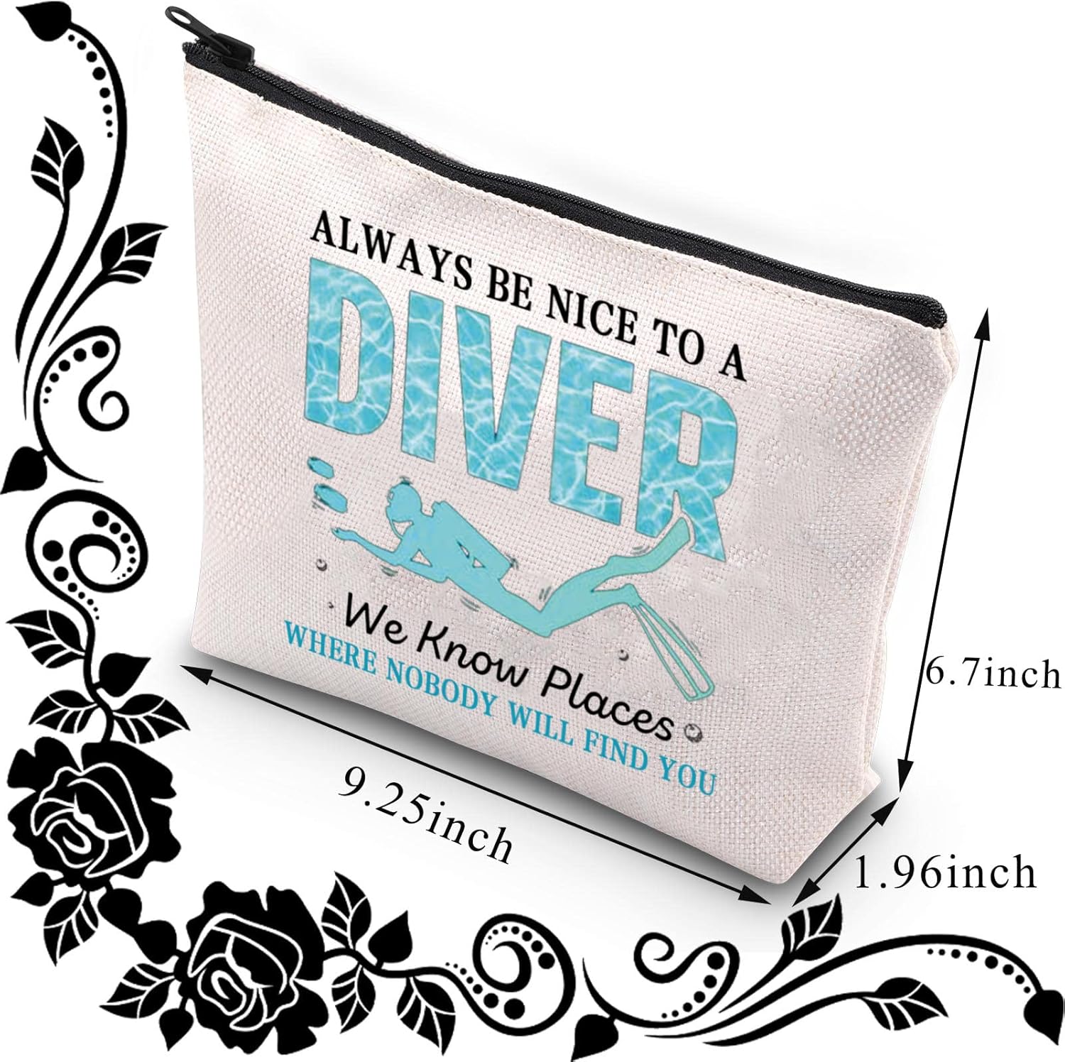 Thumbnail 1 de Funny Scuba Diving Gift: Always Be Nice to a Diver Makeup Bag
