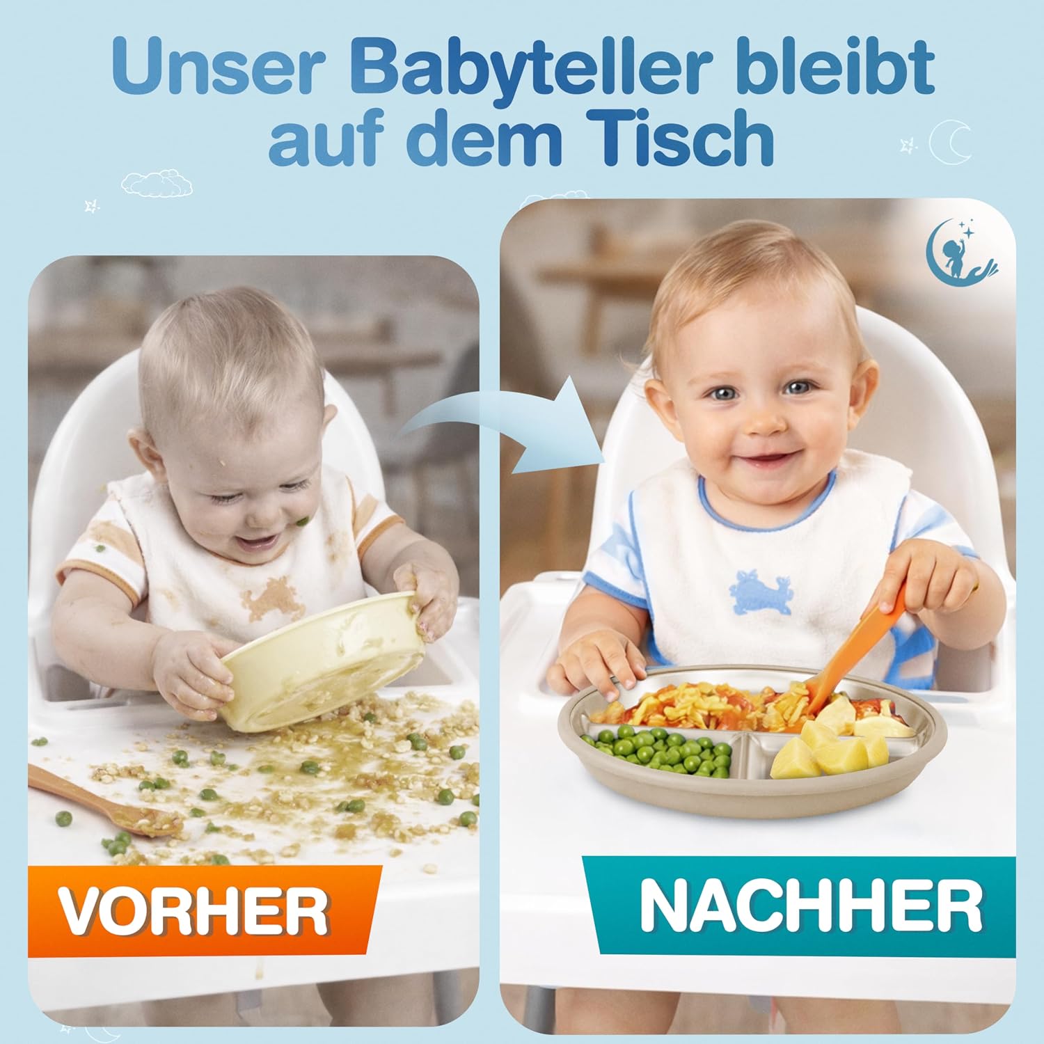 Thumbnail 4 de Mutkind 3x Baby Teller mit Saugnapf – Edelstahl, Extra Starker Halt, Spülmaschinengeeignet
