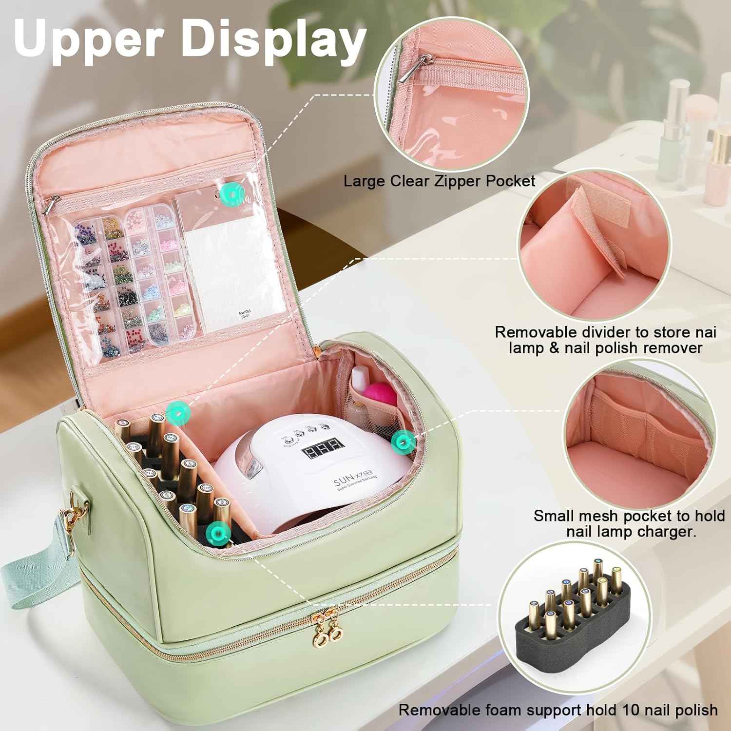 Thumbnail 6 de Uross Nail Polish Organizer Bag, 50-Bottle Capacity