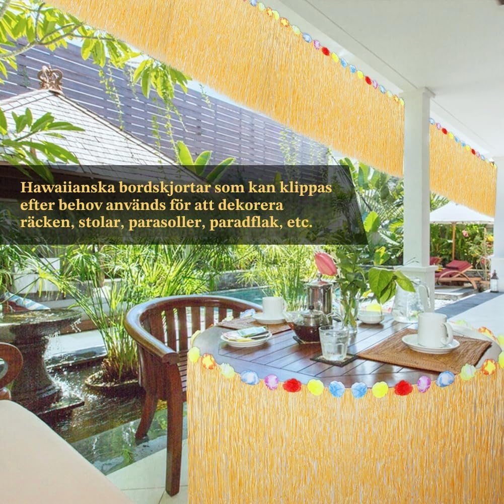 Detalle de Aomig hawaiiansk bordskjol, 2 delar, 275 × 75 cm med hibiskusblommor