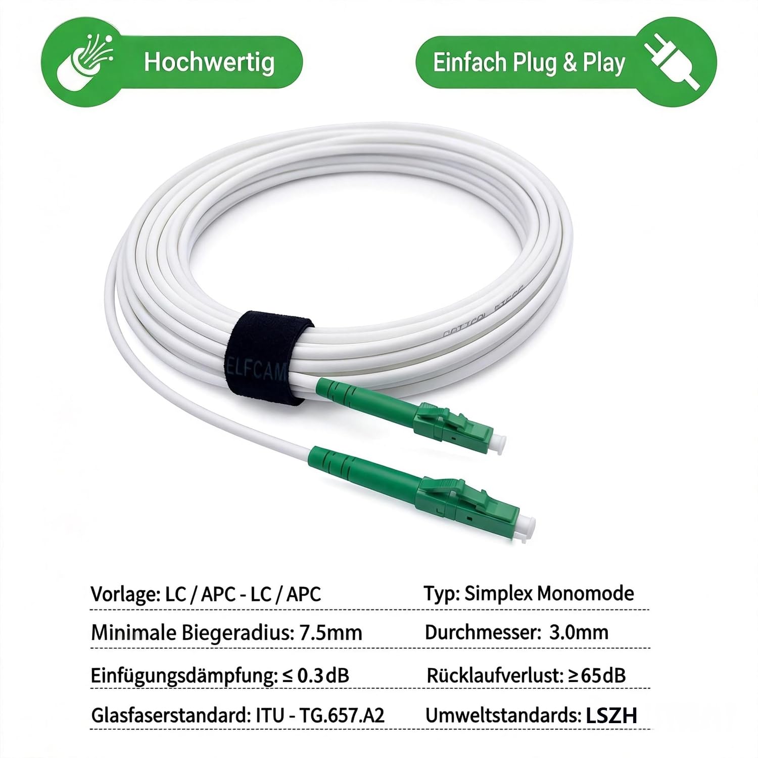 Detalle 2 de Elfcam Glasfaserkabel 5m LC/APC