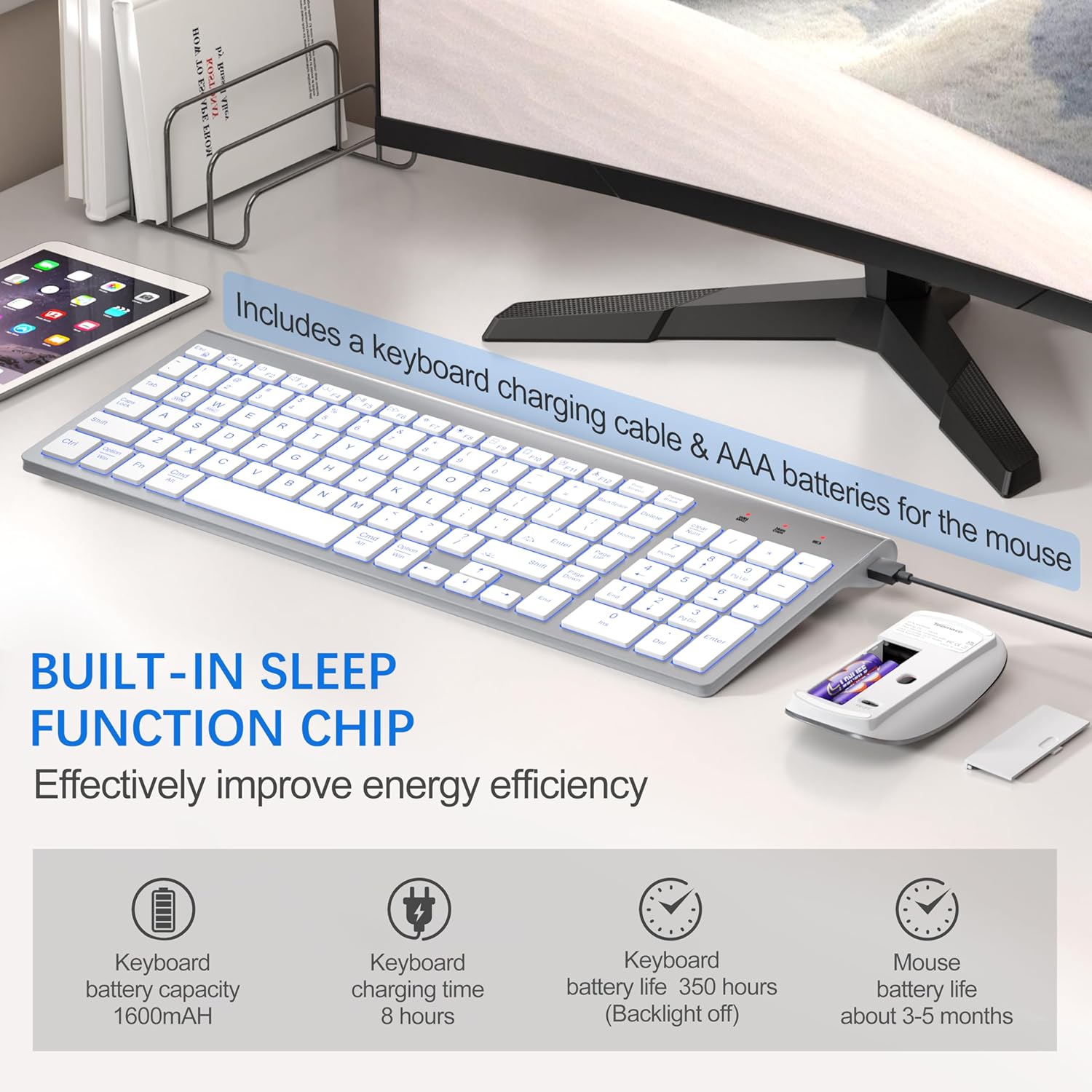 Thumbnail 4 de TopMate Ultra-Slim Wireless Keyboard and Mouse Combo (2.4G) with 7-Color Backlight and Silent Mouse