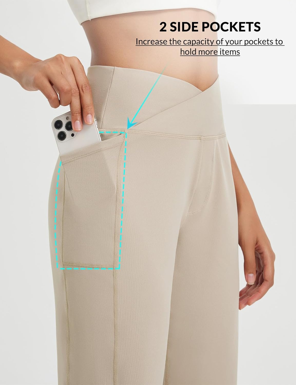 Detalle de baleaf Women’s Bermuda Long Shorts (14" Knee Length) with Pockets, High-Waisted Athletic Capris