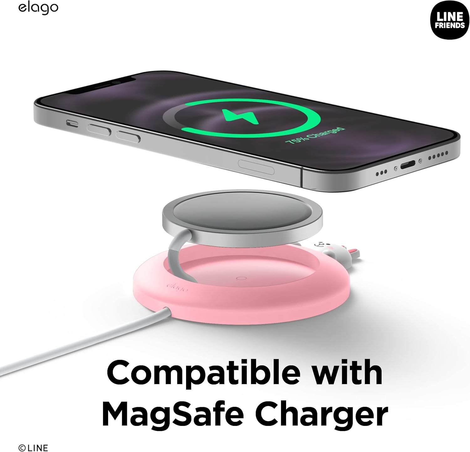 Thumbnail 1 de elago MS Pad Cover di Ricarica Wireless Magnetica compatibile MagSafe con LINE FRIENDS Cony