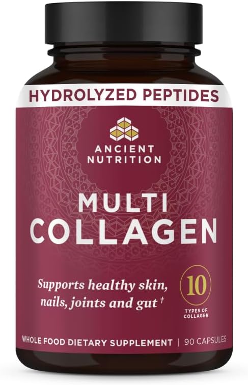 Detalle de Ancient Nutrition Hydrolyzed Multi Collagen Peptides Capsules, 5 Types, 90 Count