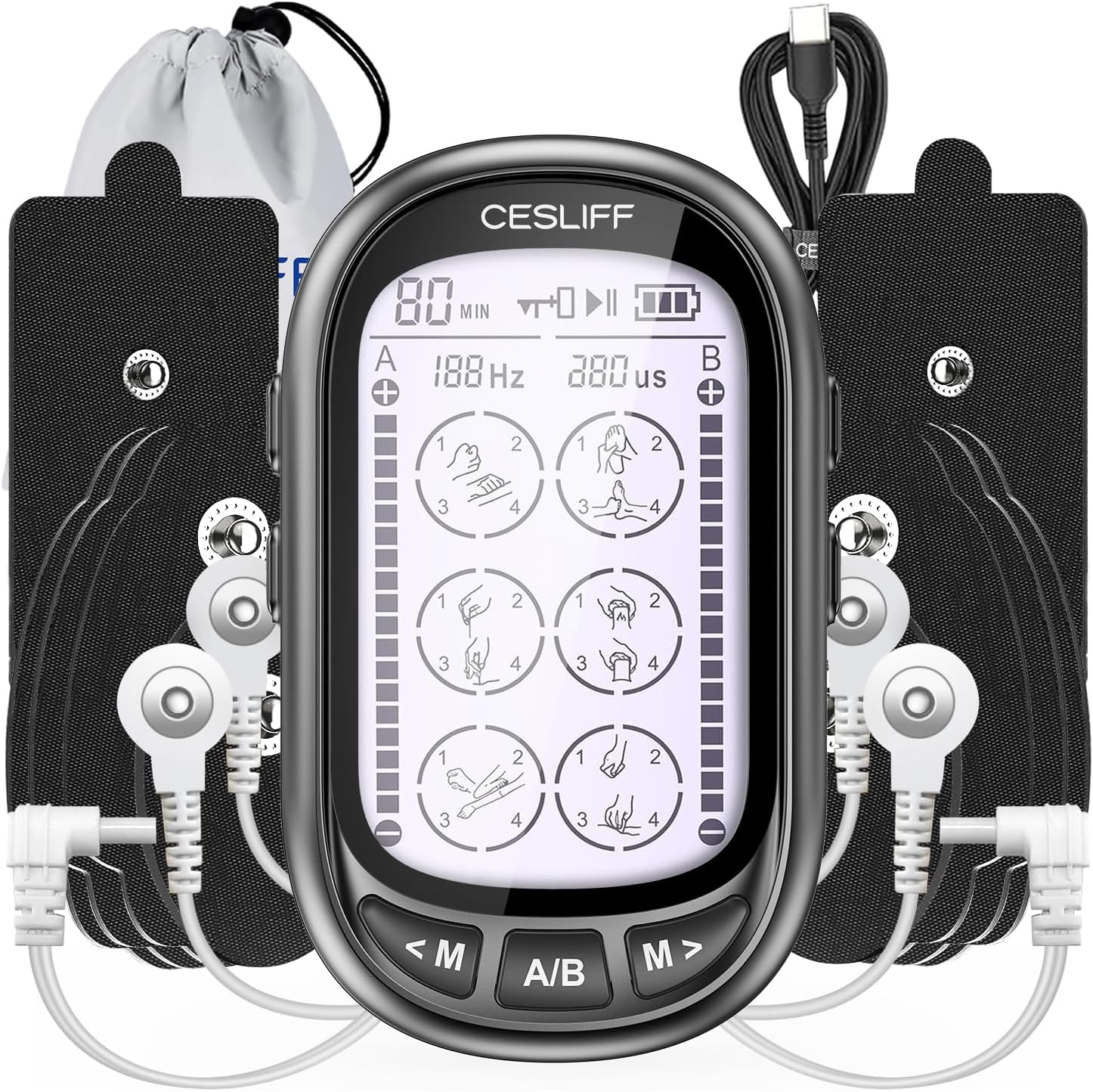Detalle de Dual Channel TENS EMS Unit 24 Modes 36 Levels ๐