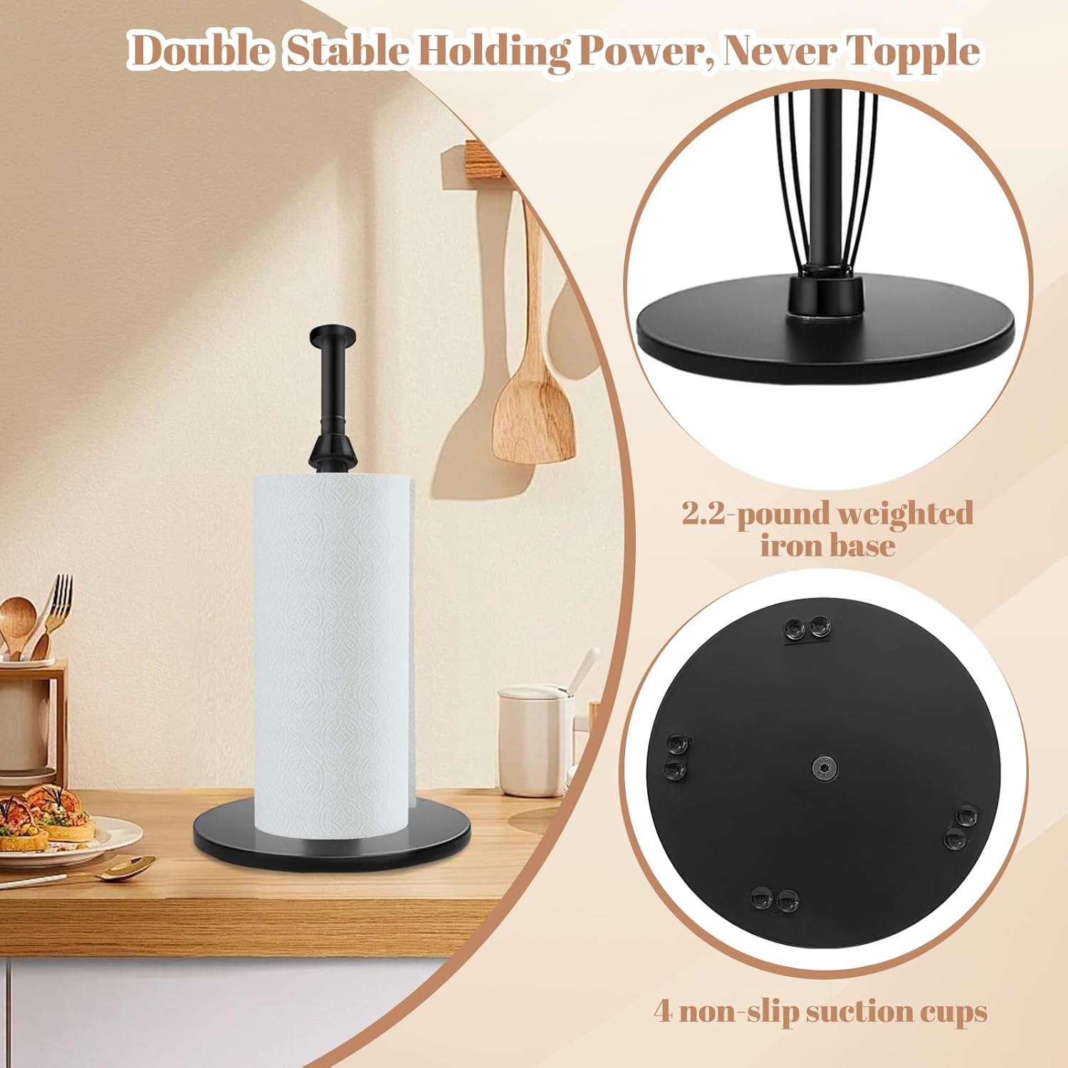 Detalle 2 de Uniqcovosa Paper Towel Holder — One-Handed Stand 🧻