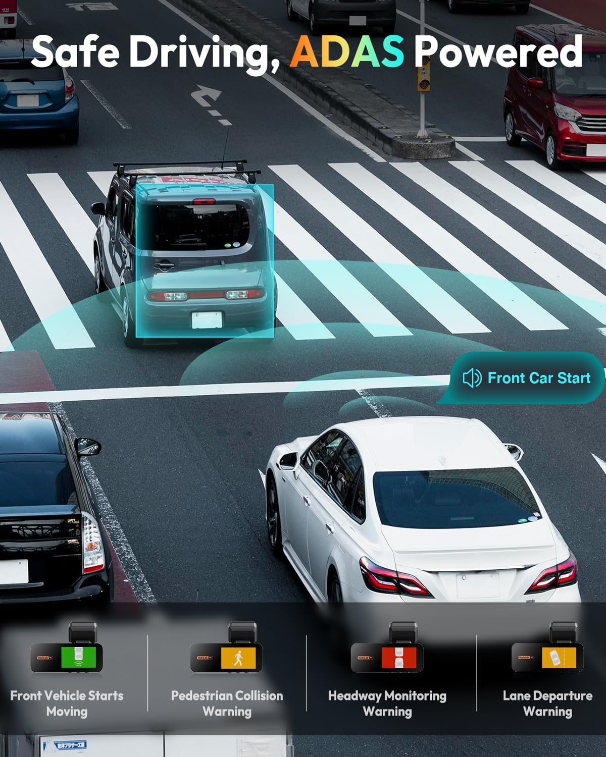 Detalle de BOTSLAB 4K Dash Cam Front and Rear with STARVIS, ADAS, GPS and WiFi (170° front / 150° rear)