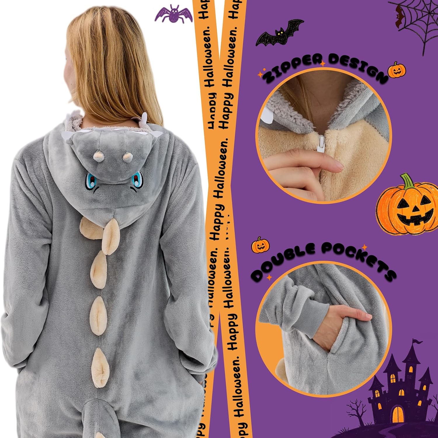Detalle de Sokliro Adult Unisex Animal Onesie Pajamas with Hood and Side Pockets