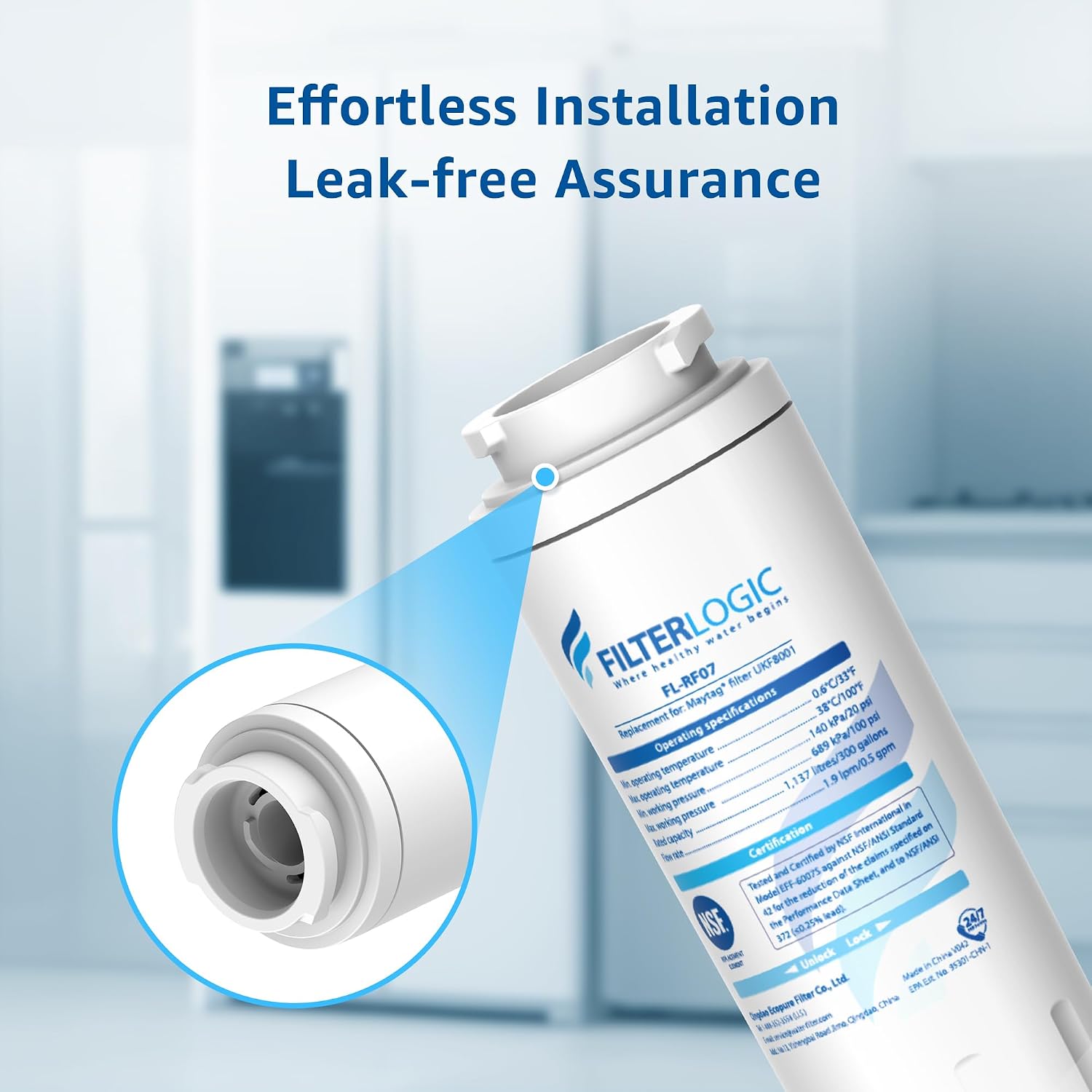 Thumbnail 6 de Filterlogic FL-RF07 Refrigerator Water Filter, 3-Pack for UKF8001