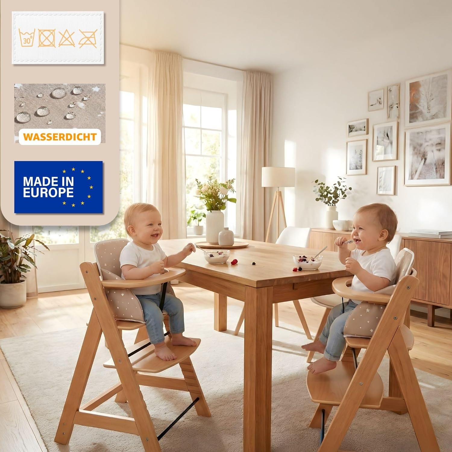 Thumbnail 4 de Housse chaise haute bébé avec coussin d’assise imperméable (Safari) pour chaises Hauck et Stokke