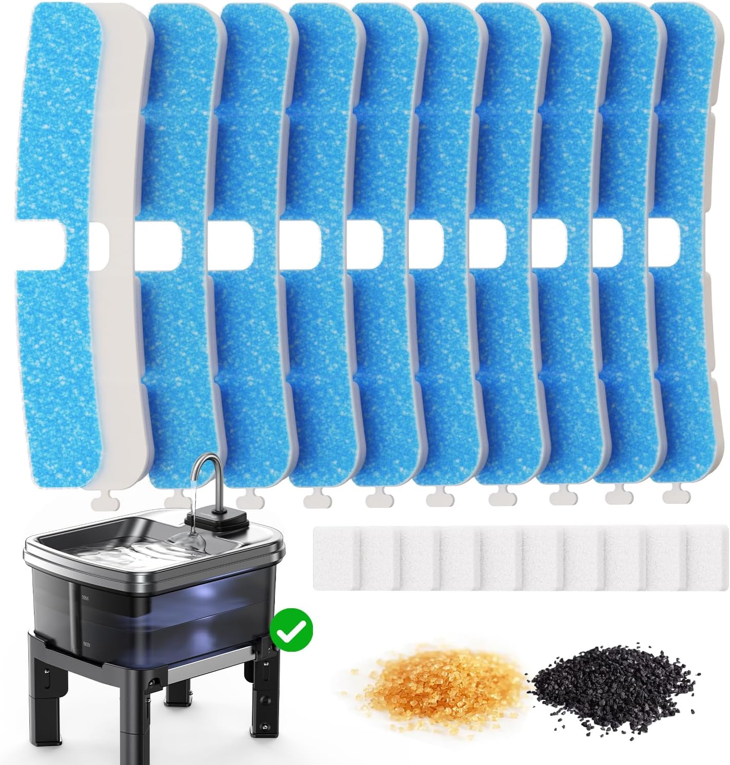 Detalle de 10er-Pack Filter & 10er-Pack Schwämme Filterersatz für FEELNEEDY FN-W25 Katzentrinkbrunnen (9L)