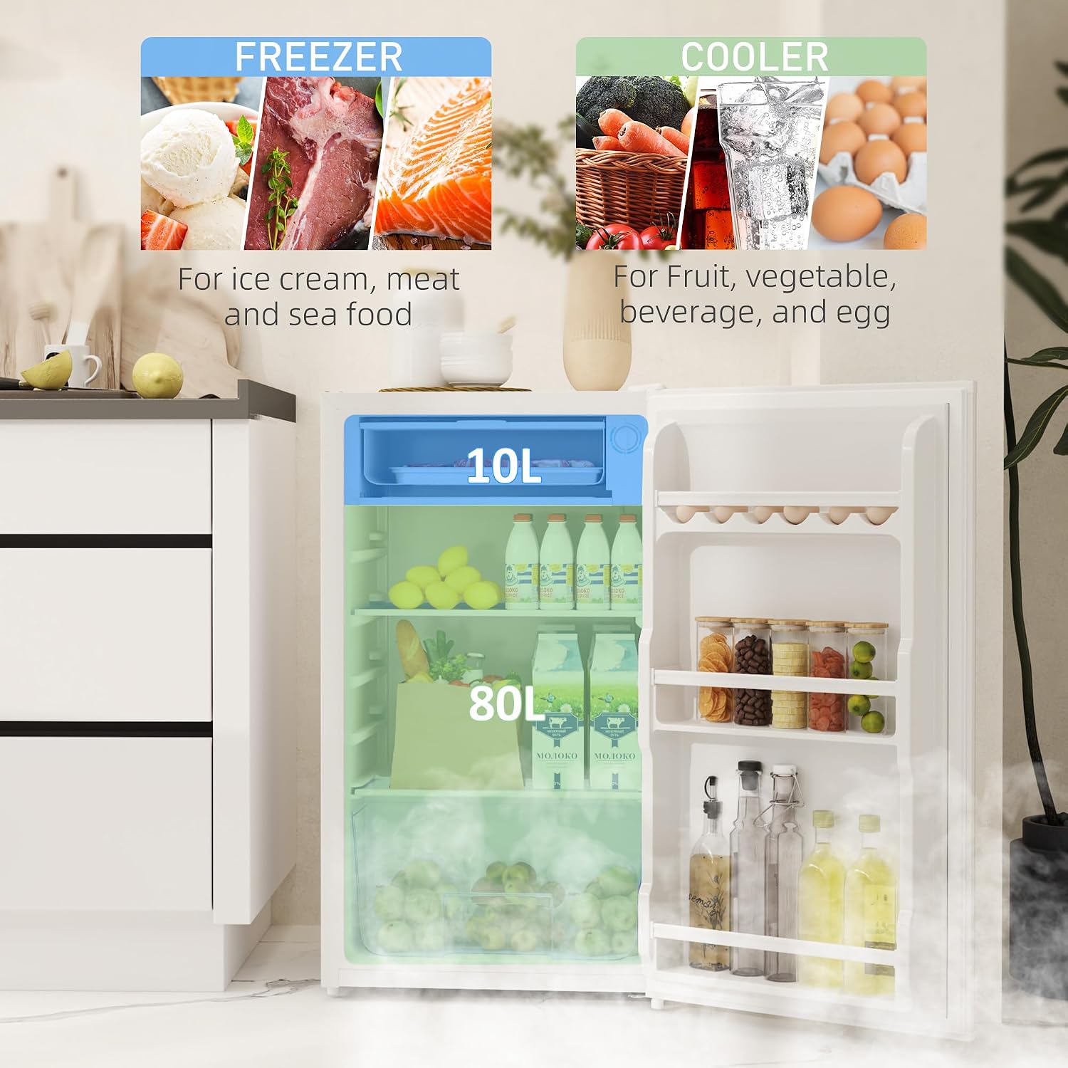 Thumbnail 2 de HOMCOM Under Counter Fridge 91L with Lock – Compact 47.5cm Wide, 0–10°C