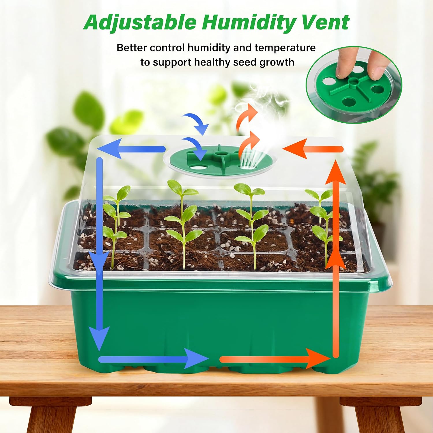 Detalle de Bonviee No1 5-Pack Seed Starter Trays, 60 Cells, Adjustable Vents