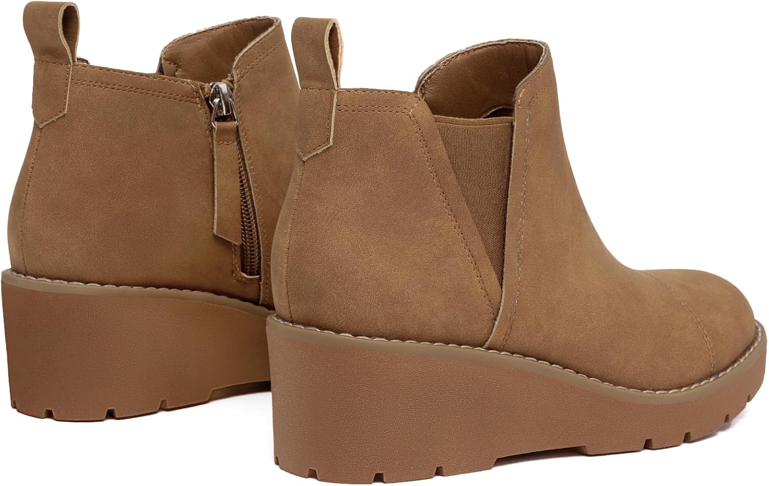 Thumbnail 6 de Athlefit Women’s Platform Wedge Ankle Boots with Side Zipper and Lug Sole
