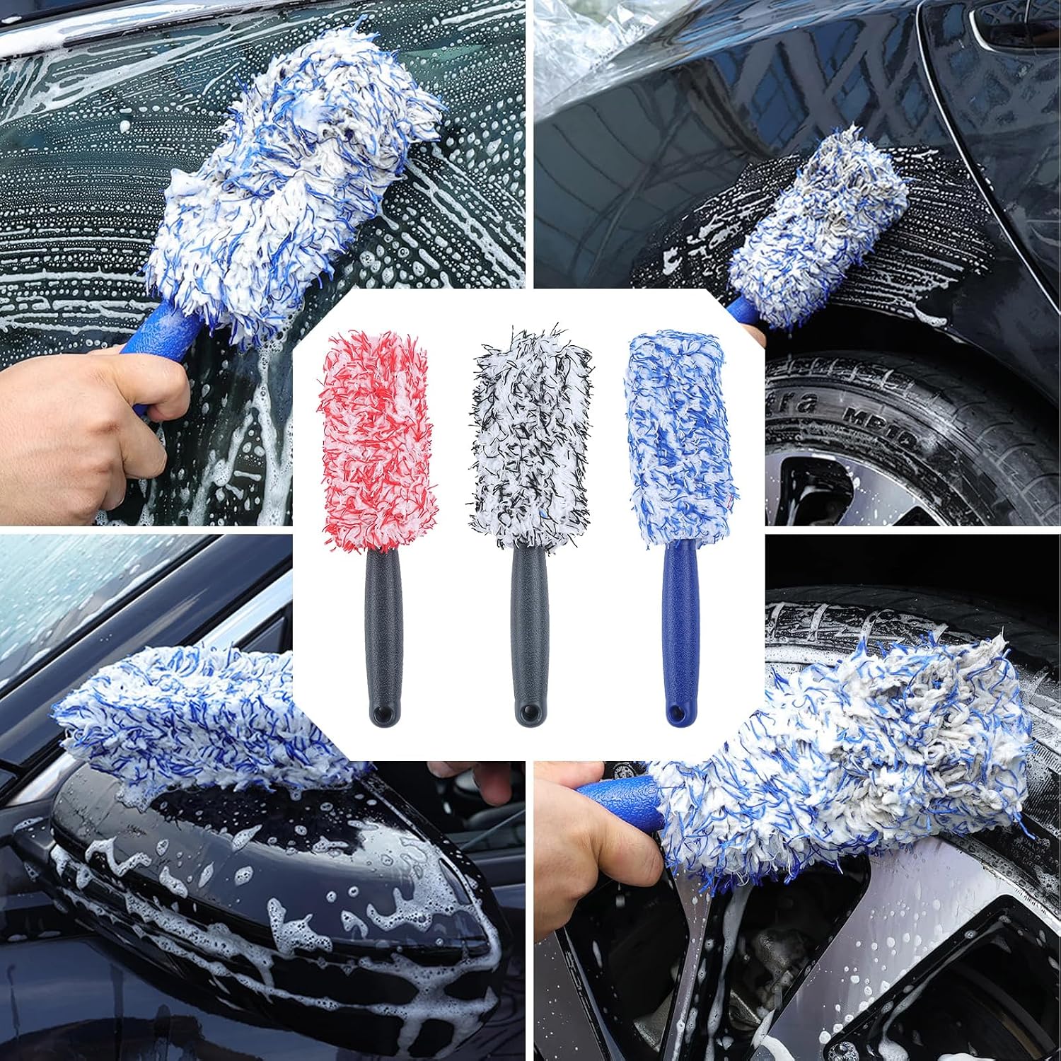 Thumbnail 5 de BFYGDP 3 Pezzi Spazzola Cerchi Auto in Microfibra: Set da 30 cm per una Pulizia Delicata dei Cerchioni