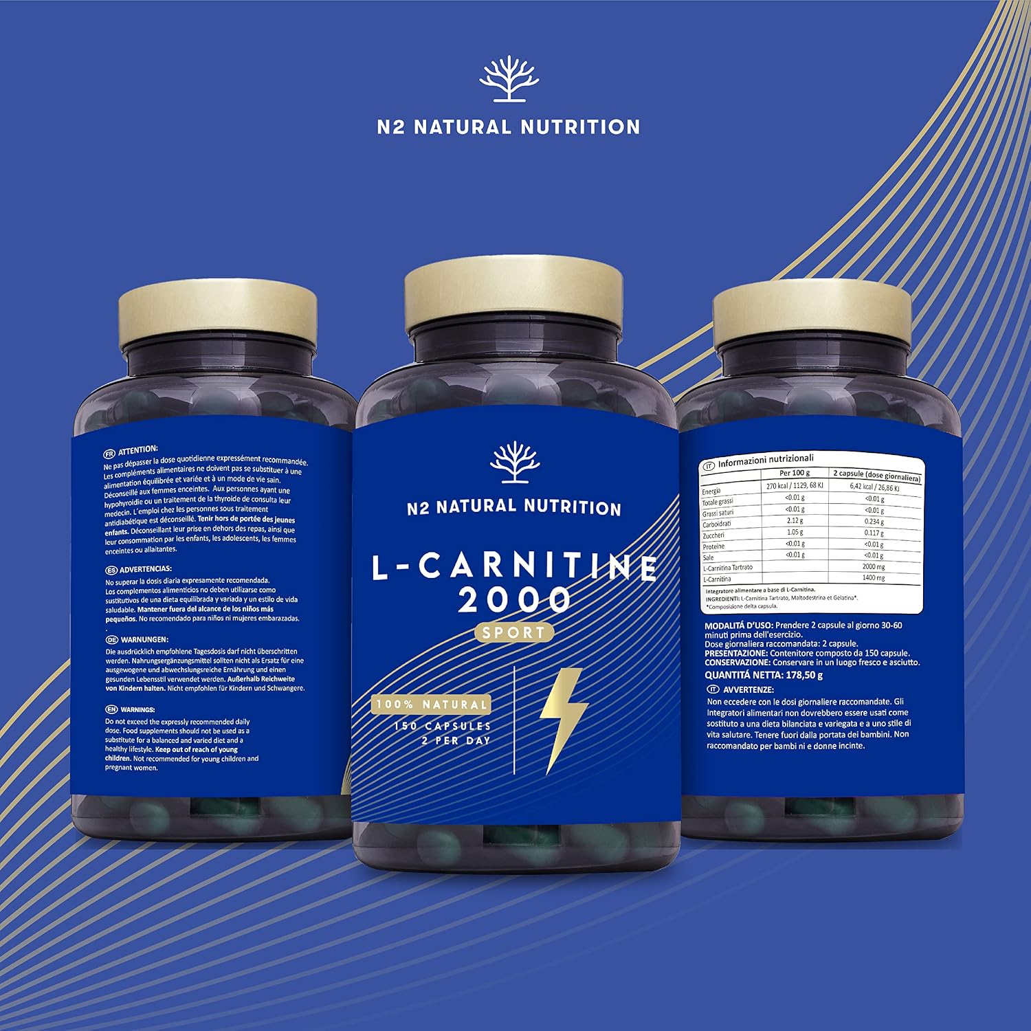 Thumbnail 6 de L Carnitina 2000 di N2 Natural Nutrition – 150 capsule per 75 giorni: high-dose L-Carnitina tartrato in capsule