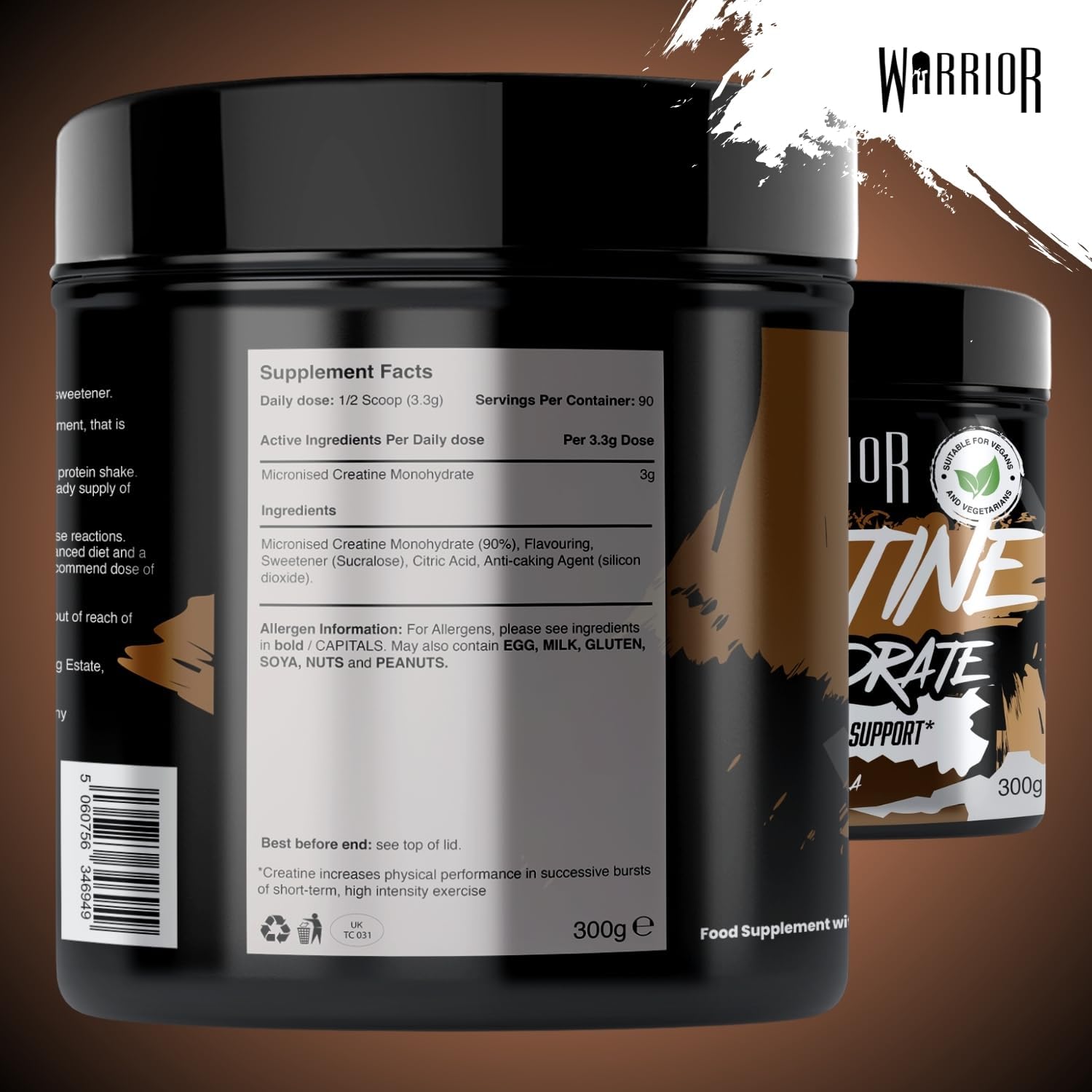 Detalle de Warrior Creatina Monoidrata in Polvere 300 g – pura creatina monoidrata micromizzata per massa, forza e recupero